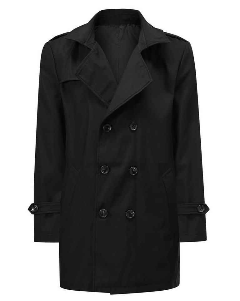 Allthemen Trenchcoat zweireihig Herren eleganter Kurzmantel Mittellange Herbstjacke