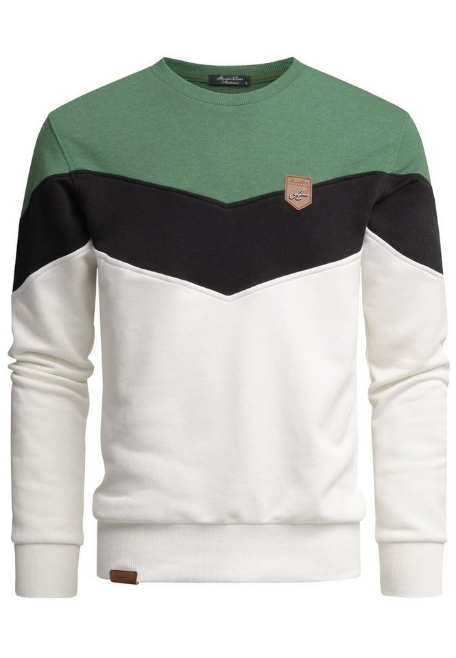 Amaci&Sons Sweatshirt PALMDALE Sweatshirt mit Rundhalsausschnitt Herren Basic Kontrast Sweatjacke Pullover Hoodie Sweatshirt