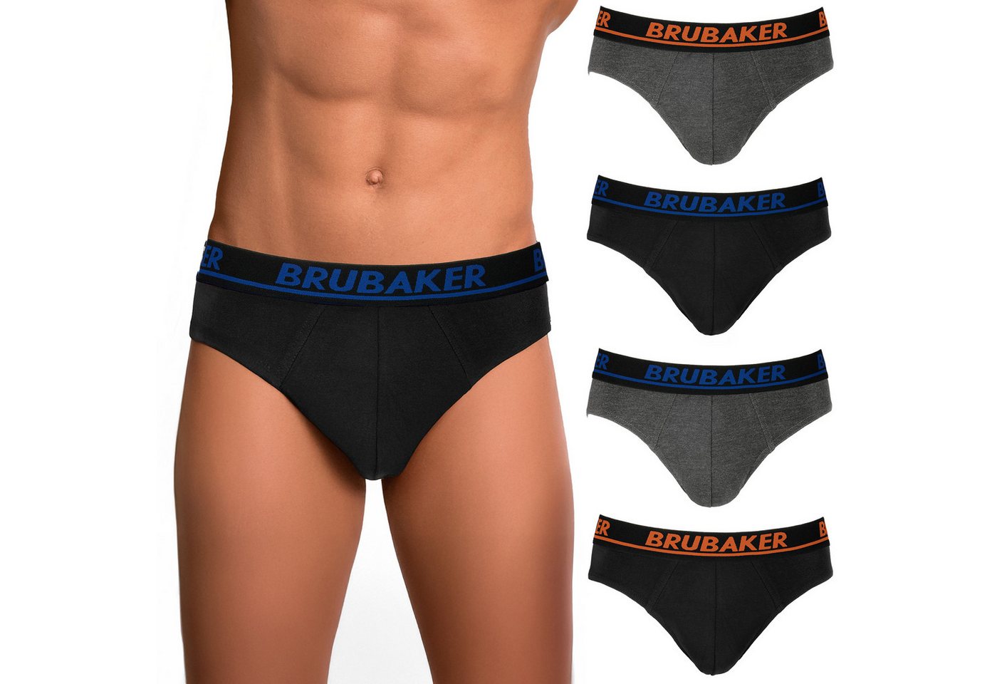 BRUBAKER Slip 4er Pack Herren Komfort Unterhosen mit elastischem Bund (Mehrfachpackung, 4-St., 4er-Pack) Männer Slips Stretch Unifarben Unterwäsche