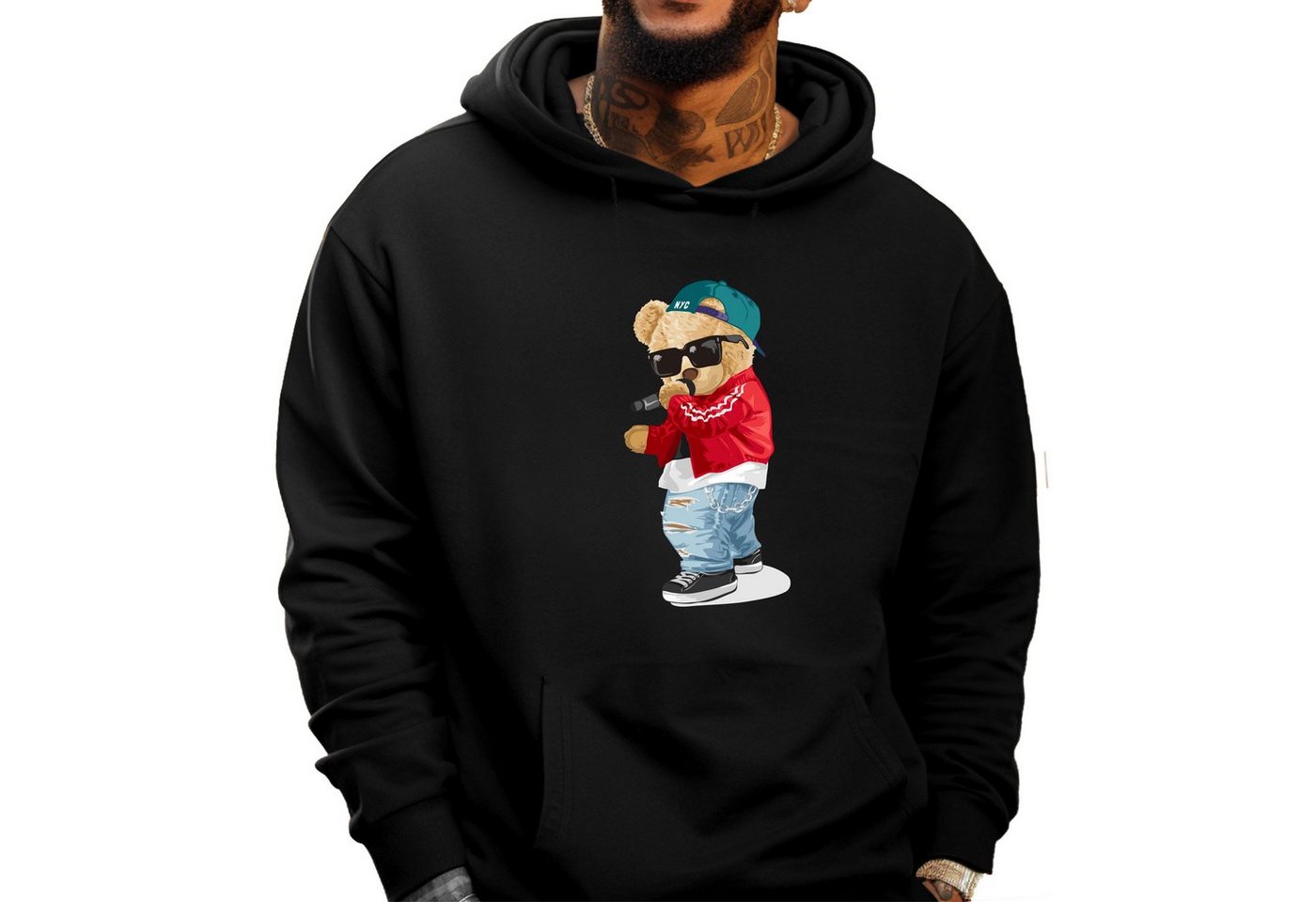 Banco Hoodie Kapuzenpullover Bärenaufdruck in Größen XS - 6XL