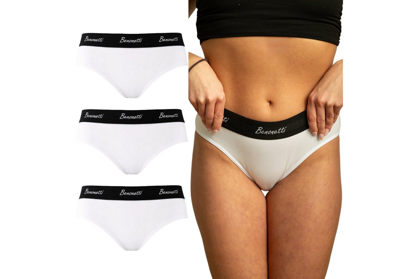 Benonetti Slip Damen Slip, weich, atmungsaktiv & formstabil (3er Set, 3er-Pack) Sportlich & bequem