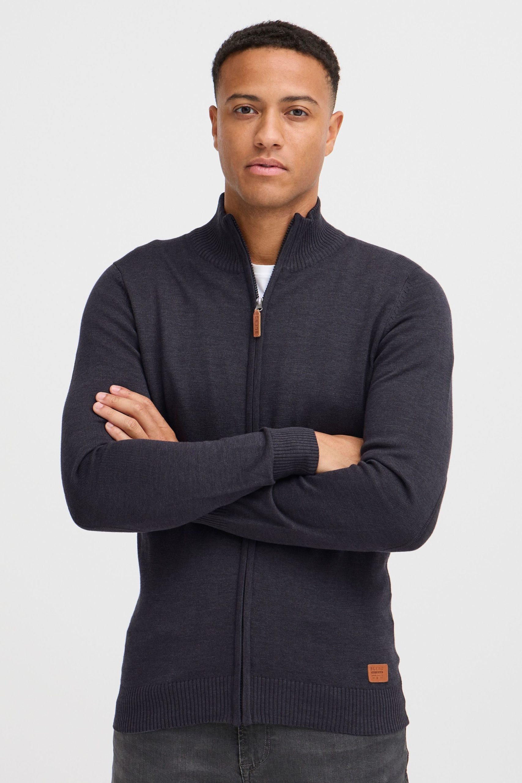 Blend Strickjacke "BHNorman" Bequeme Feinstrick-Jacke mit Stehkragen und elastischen Bündchen