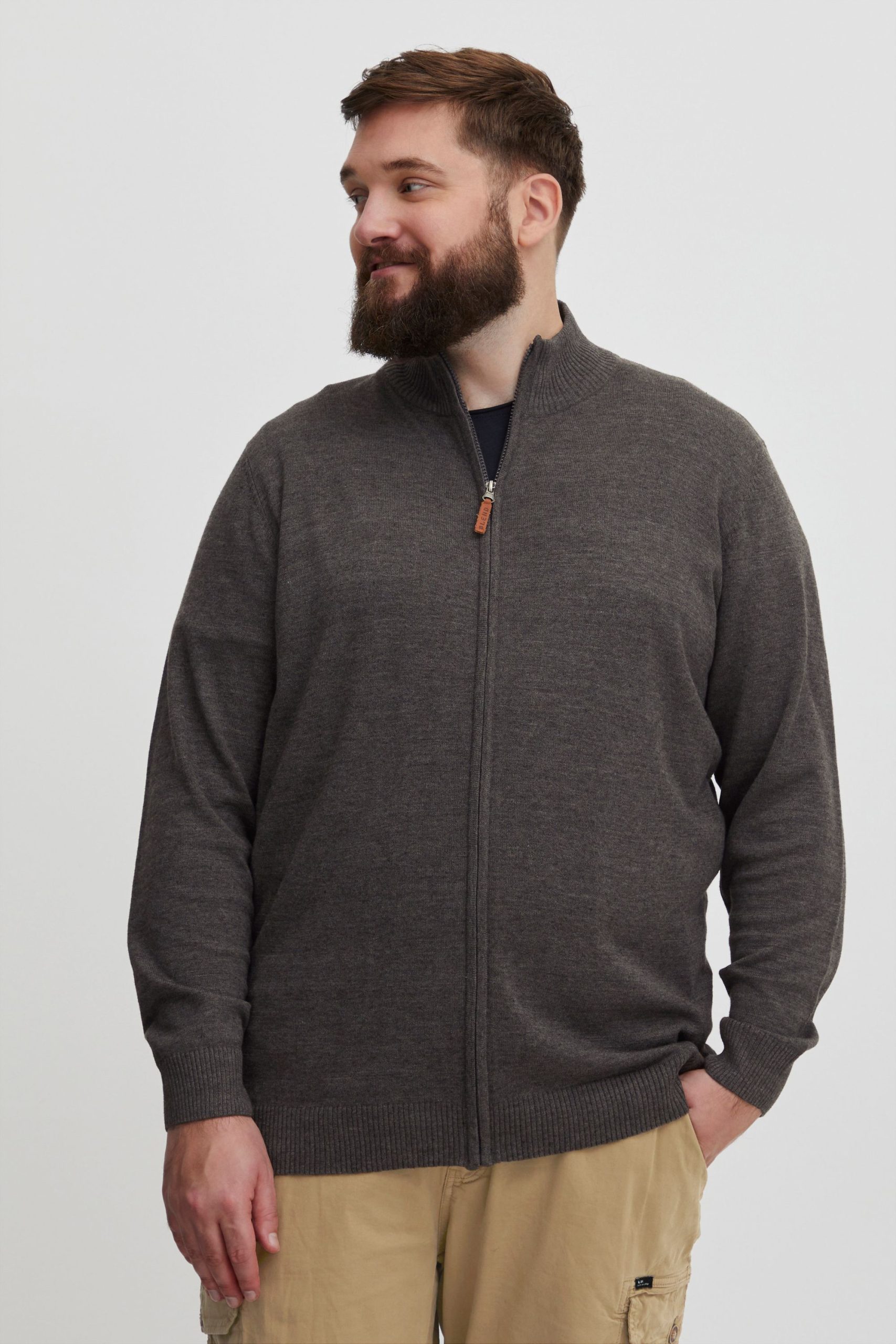 Blend Strickjacke "BHNorman Big & Tall" Feinstrick Zip-Jacke in großen Größen