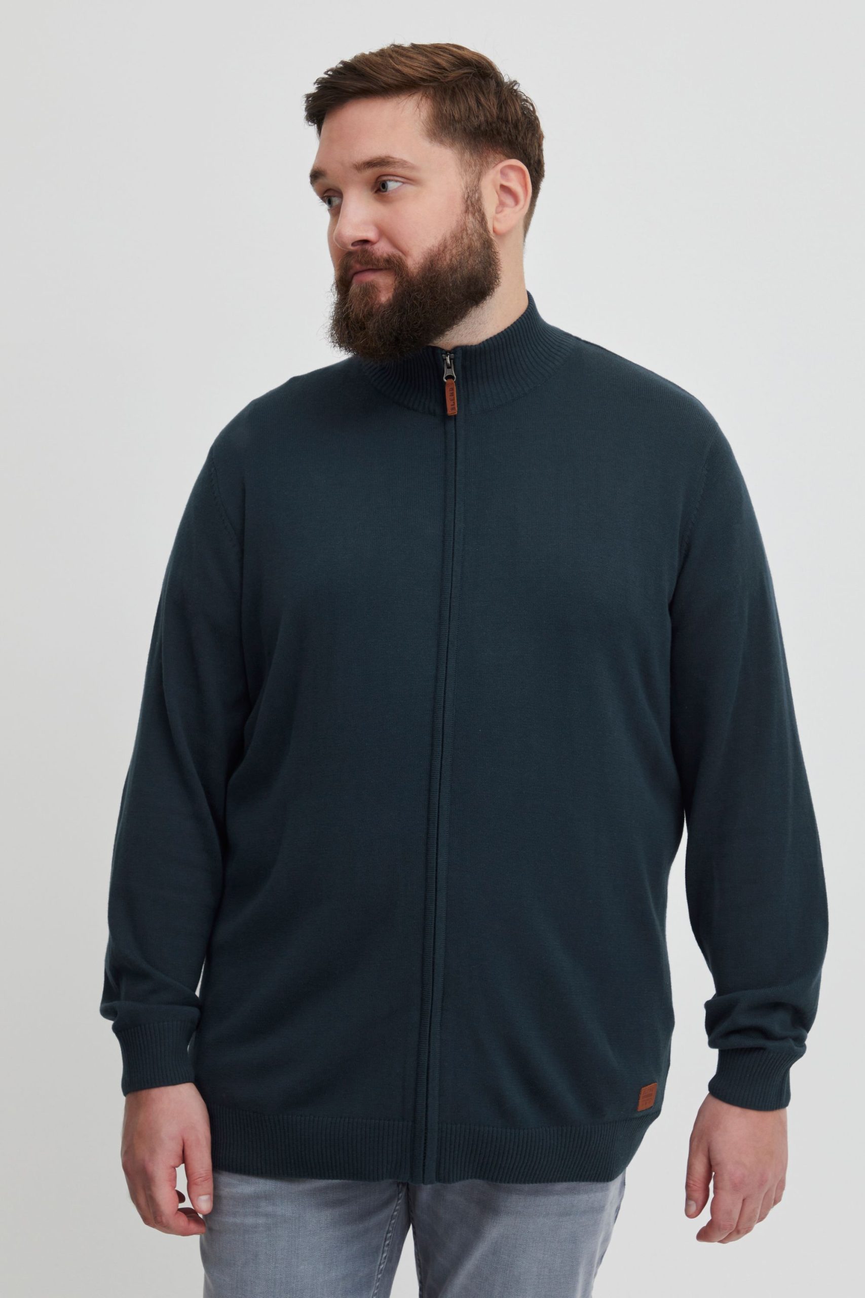 Blend Strickjacke "BHNorman Big & Tall" Feinstrick Zip-Jacke in großen Größen