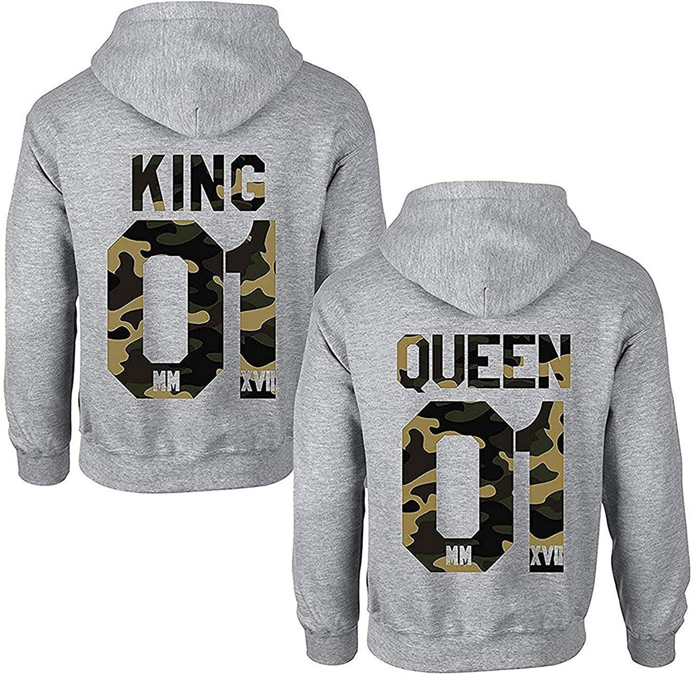 Couples Shop Kapuzenpullover KING & QUEEN Hoodie Pullover Set mit modischem Print