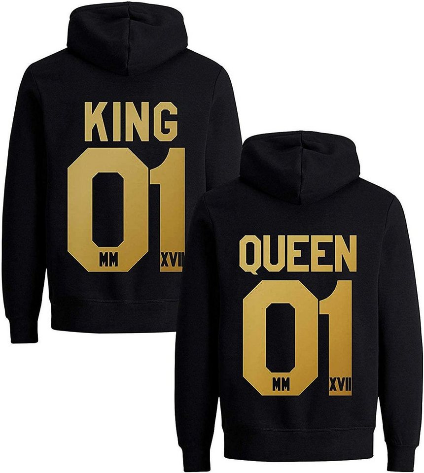 Couples Shop Kapuzenpullover KING & QUEEN Hoodie Pullover Set mit modischem Print