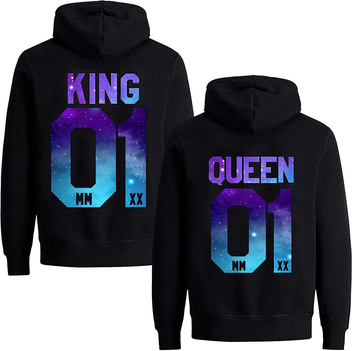 Couples Shop Kapuzenpullover KING & QUEEN Hoodie Pullover Set mit modischem Print