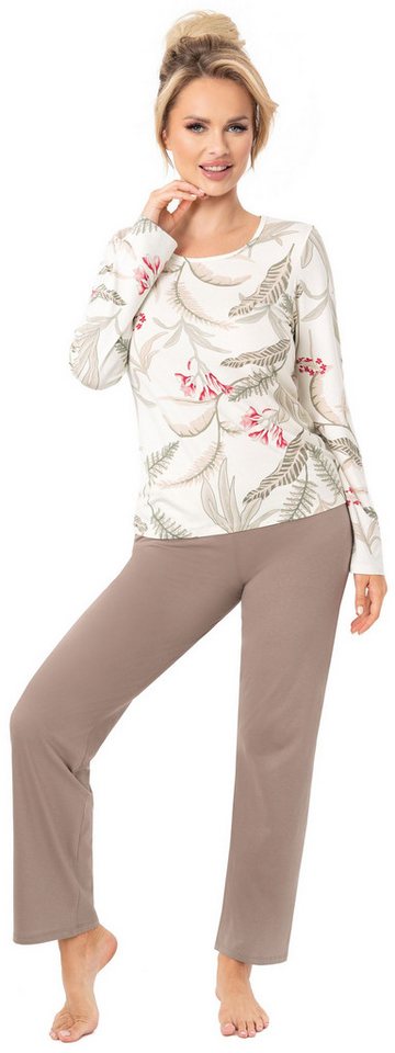 Donna Schlafanzug Michelle (Set, 2 tlg., 2-teilig) Damen Pyjama lang 2-teilig Langarm Viskose Winter