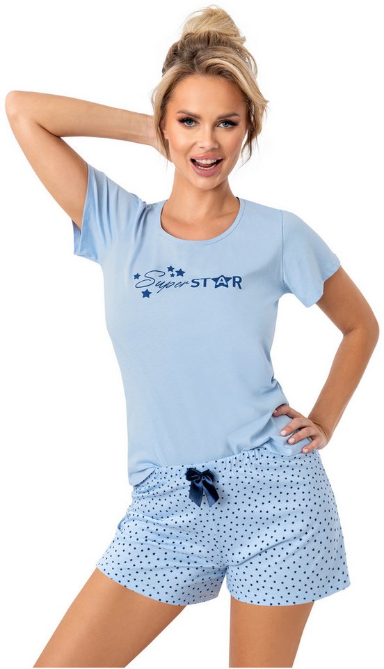 Donna Shorty Star (Set, 2 tlg., 2-teilig) Damen Pyjama 2-teilig Shorty Schlafanzug Baumwolle