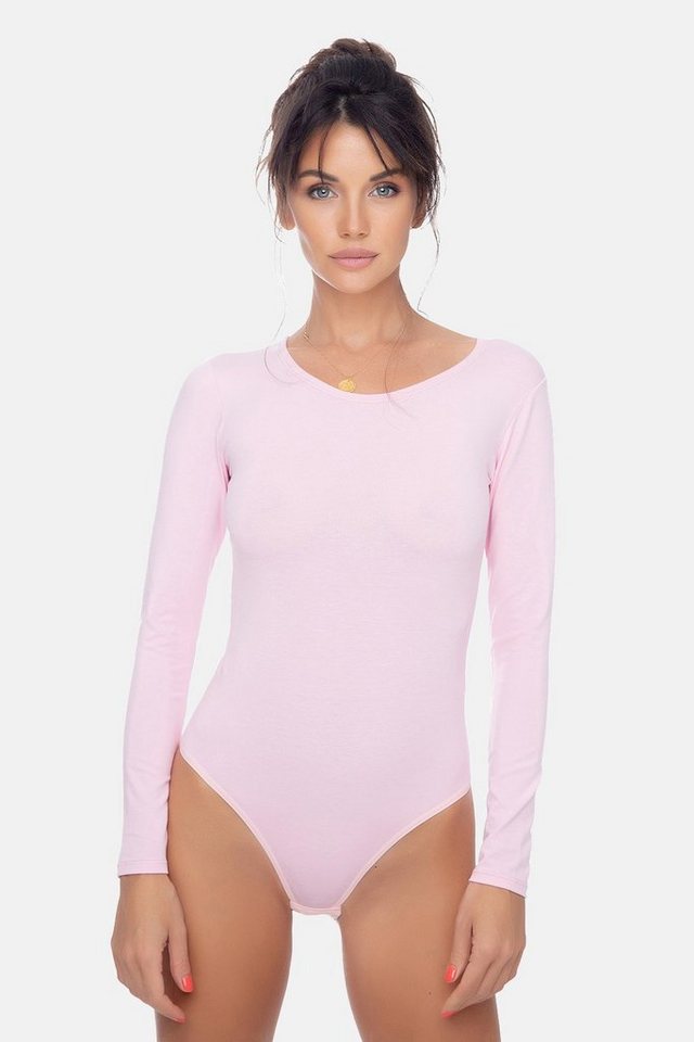 Evoni Body für Damen Langarm Blusenbody mit Rundhals