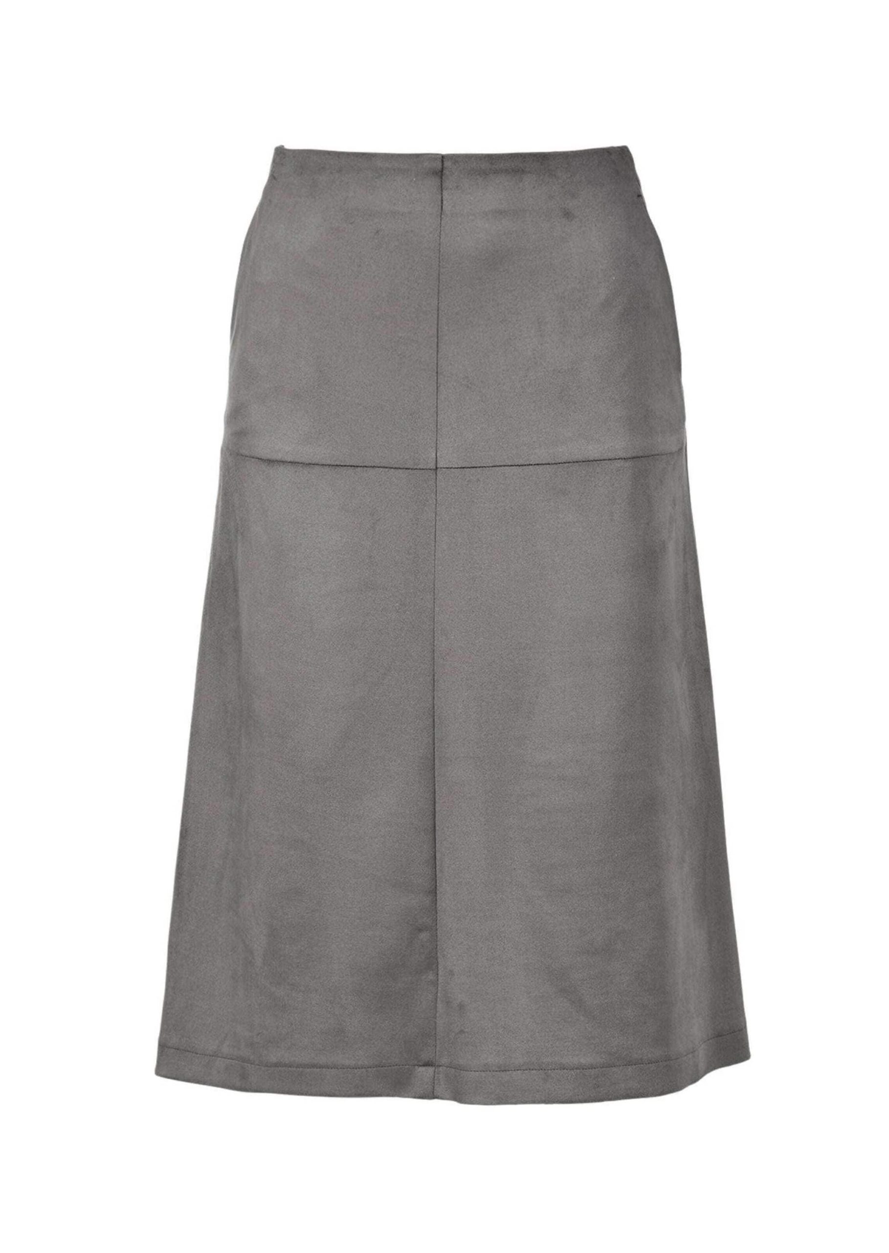 GOLDNER A-Linien-Rock "Kurzgröße bequemer Rock in Velourslederoptik" Ohne