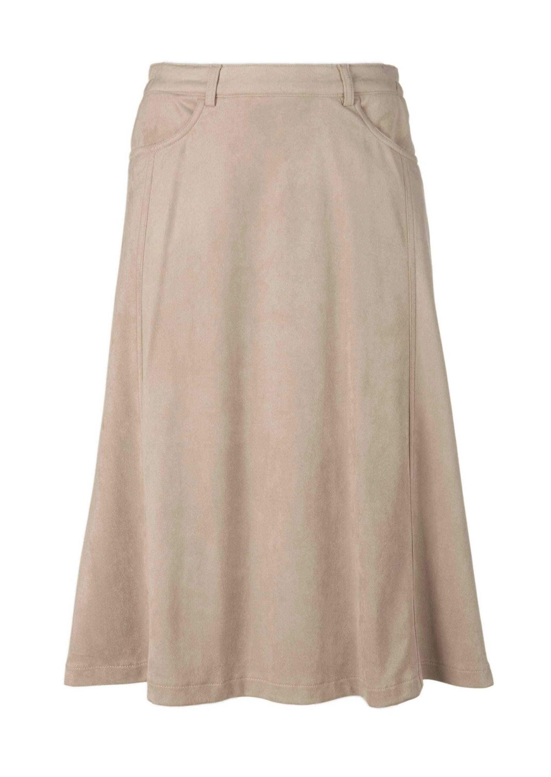 GOLDNER A-Linien-Rock "bequemer Rock in Velourslederoptik" Seidig anmutendes Futter