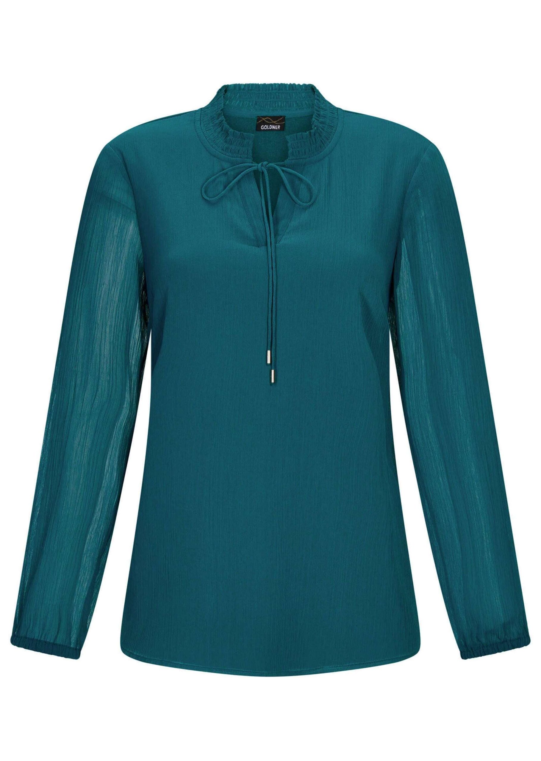GOLDNER Chiffonbluse "Elegante Jersey-Bluse mit Rundhals" Gummibund