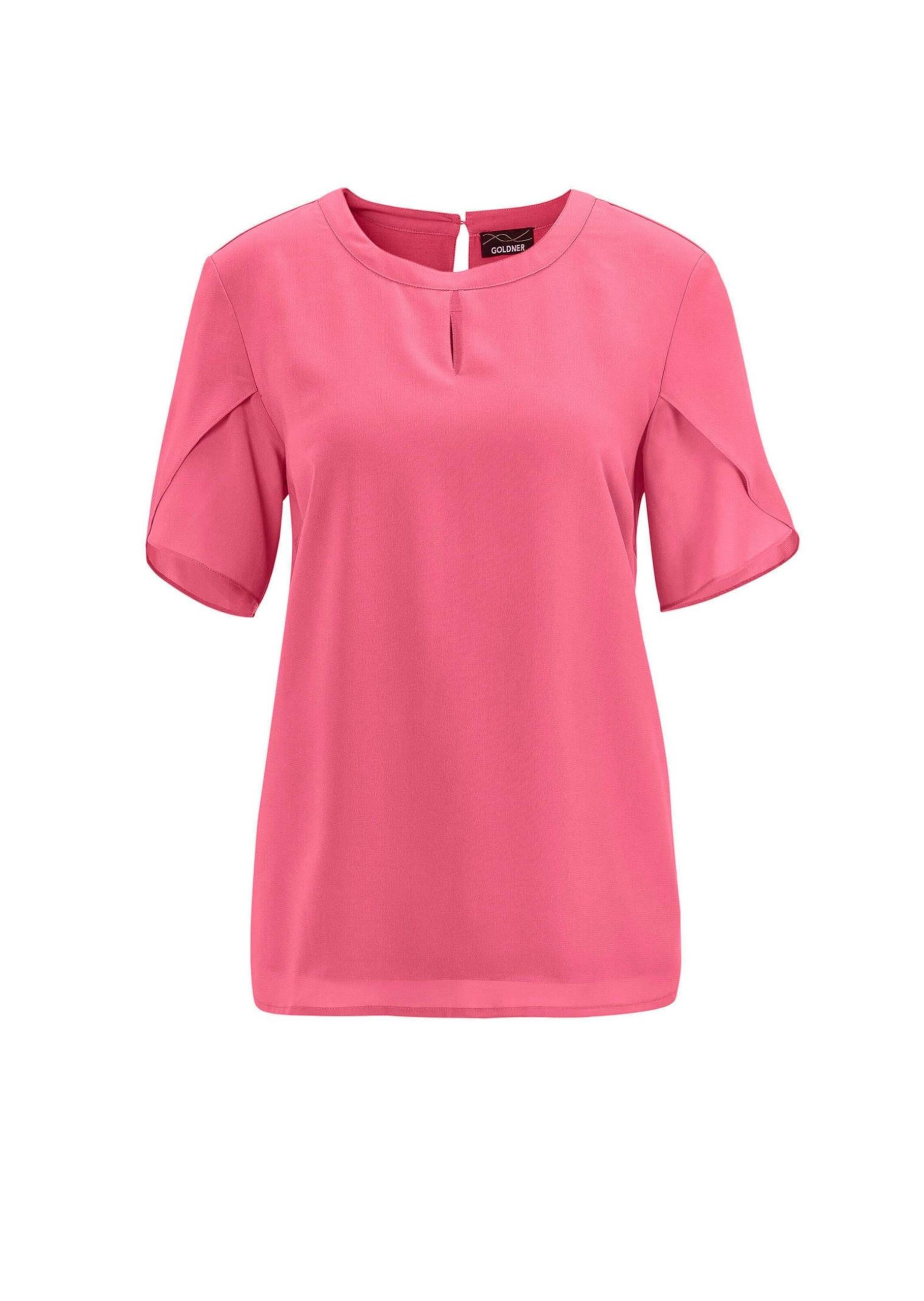GOLDNER Kurzarmbluse "Kurzgröße Bluse mit aufregender Ärmellösung"