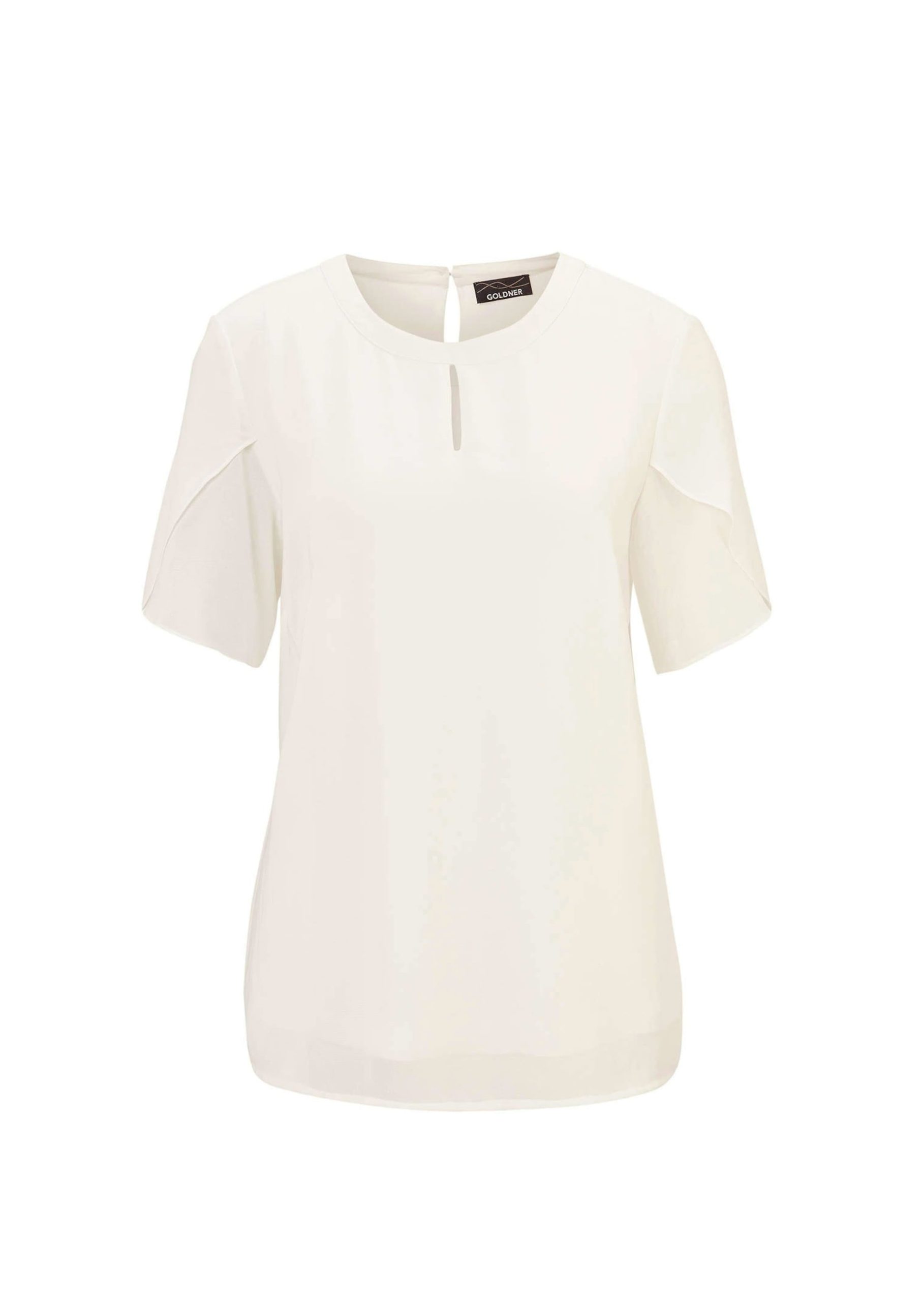 GOLDNER Kurzarmbluse "Kurzgröße Bluse mit aufregender Ärmellösung" Ohne