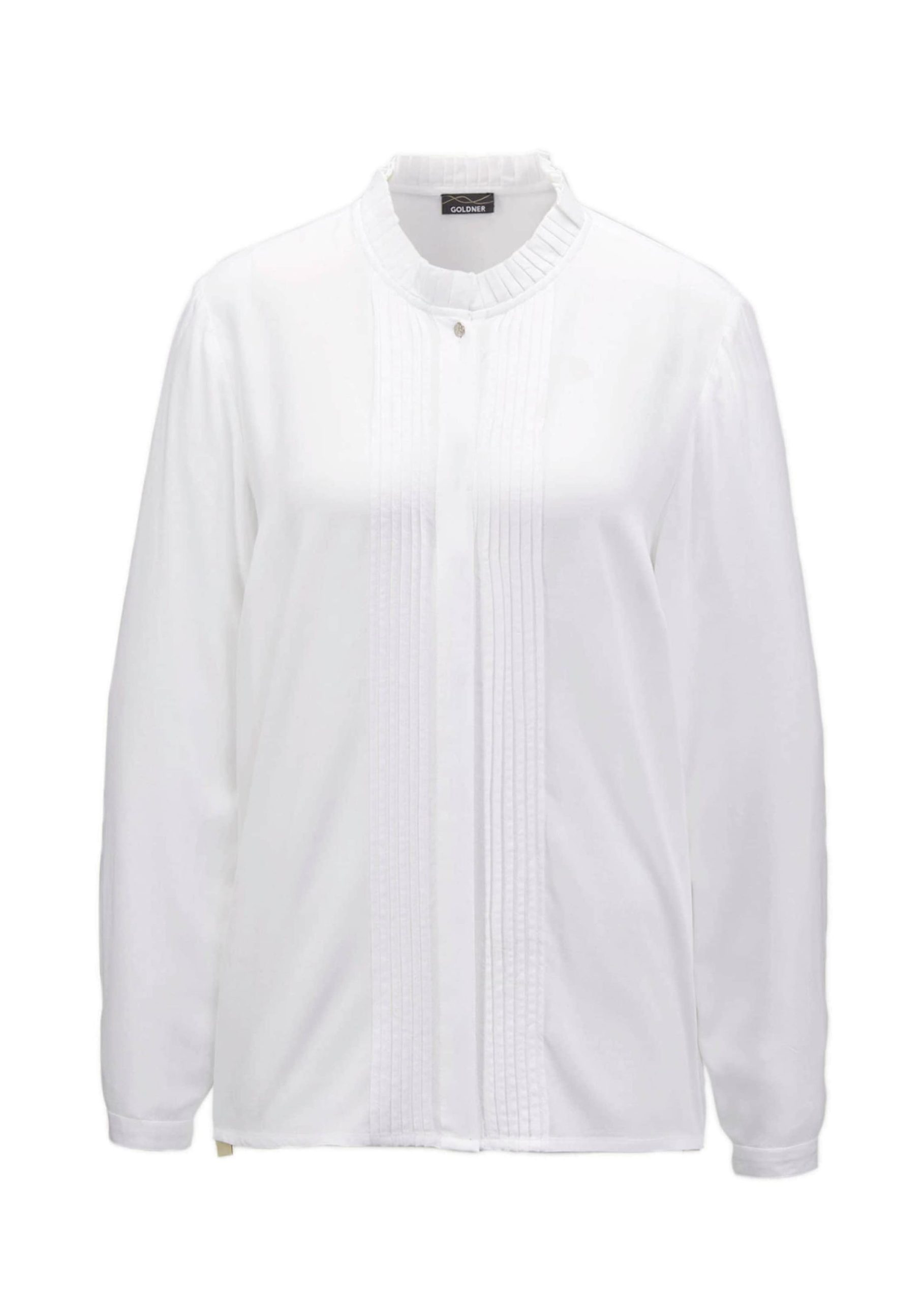 GOLDNER Langarmbluse "Bluse mit raffinierter Ausschnittlösung" Ohne