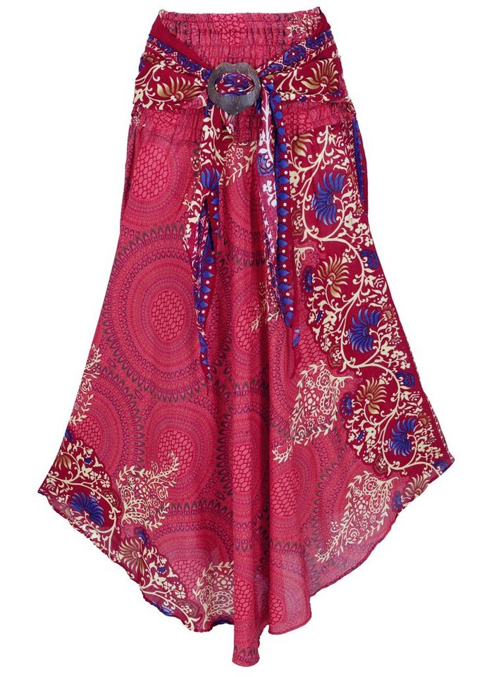 Guru-Shop Minirock Boho Sommerrock, Maxirock Hippie chic - rot alternative Bekleidung