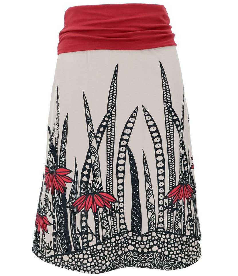 Guru-Shop Minirock Rock aus Bio-Baumwolle mit breitem Bund - chai Ethno Style