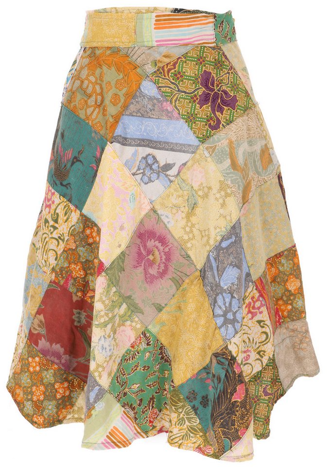 Guru-Shop Minirock Weit schwingender upcycling Patchwork.. alternative Bekleidung