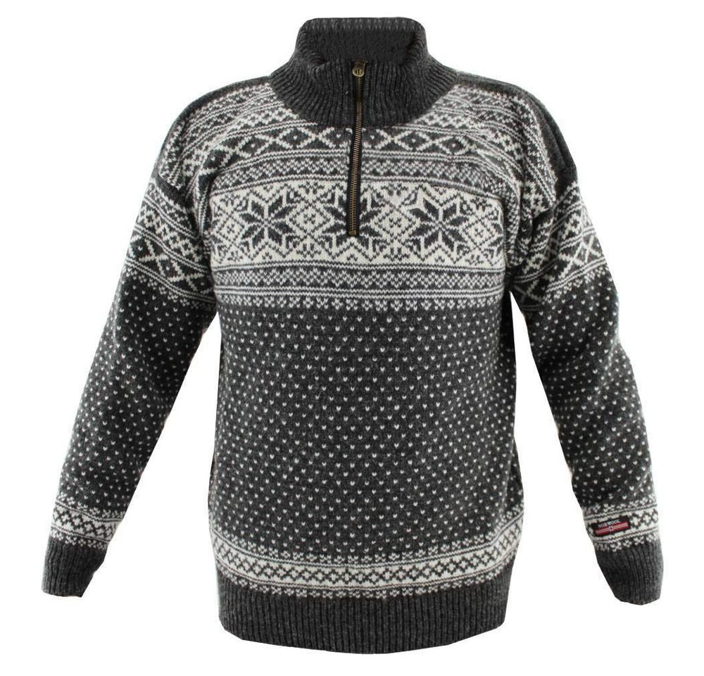 HomeOfSocks Norwegerpullover Hochwertige Norweger Pullover klassisches Design 100% Wolle Rollkragenpullover Reißver Fleecekragen