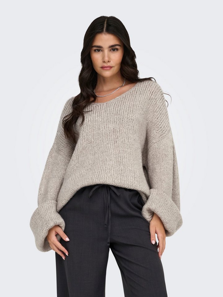 JDY V-Ausschnitt-Pullover JDYDINEA L/S REVERSIBLE PULLOV. KNT NOOS Kunstfaser, regular fit