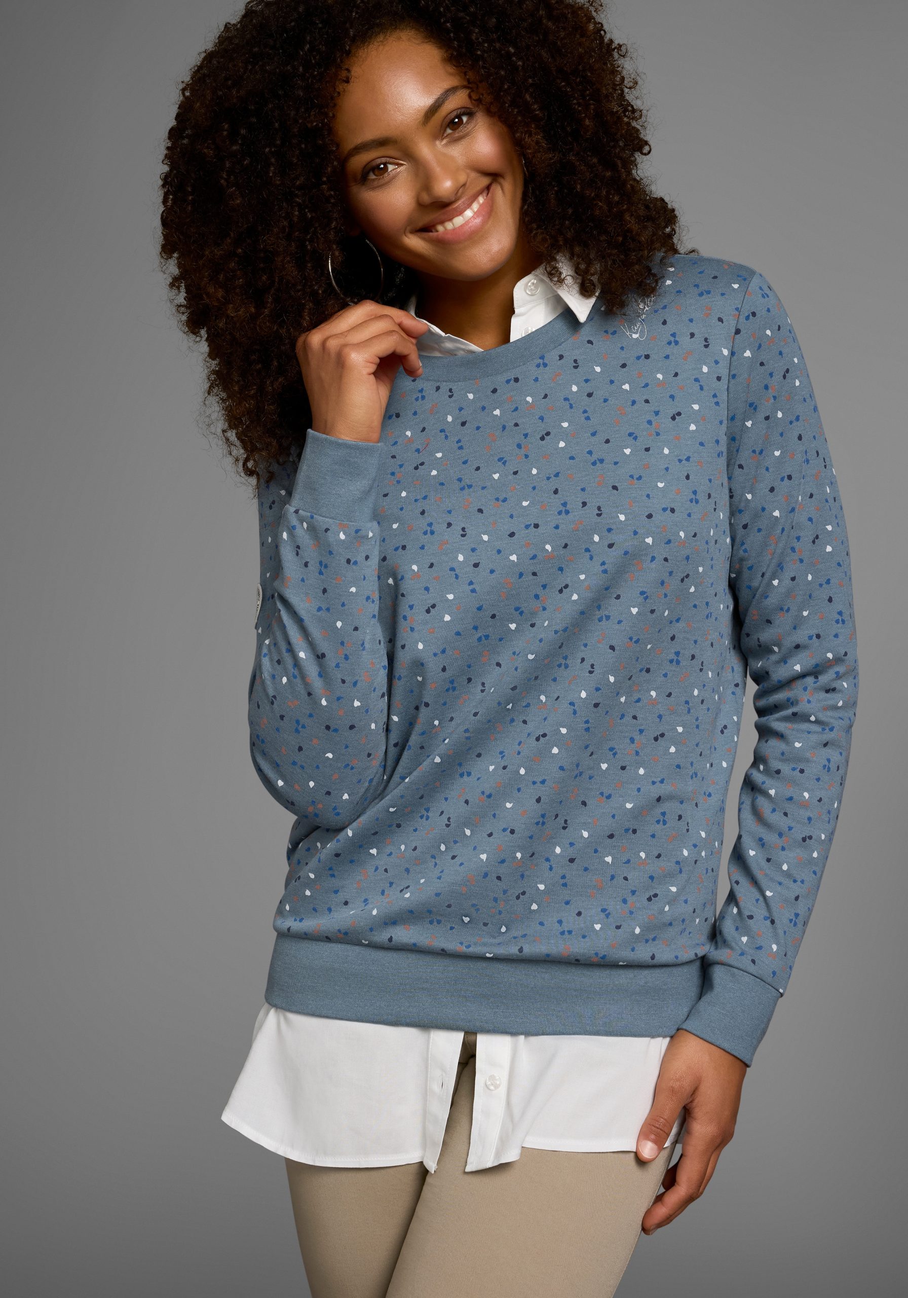 KangaROOS Sweatshirt, Langarm, bedruckt, Rundhalsausschnitt, aus Interlockmaterial