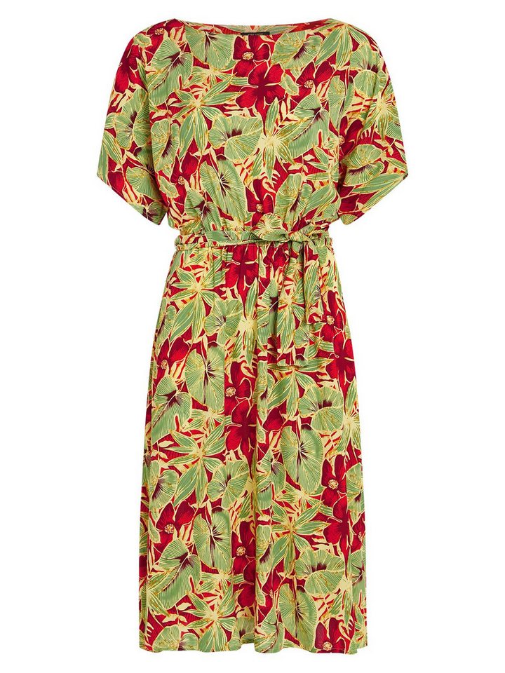 King Louie Midikleid ? Midi Kleid Damen ? florales Sommerkleid ? Viskosekleid mit Bindegürt