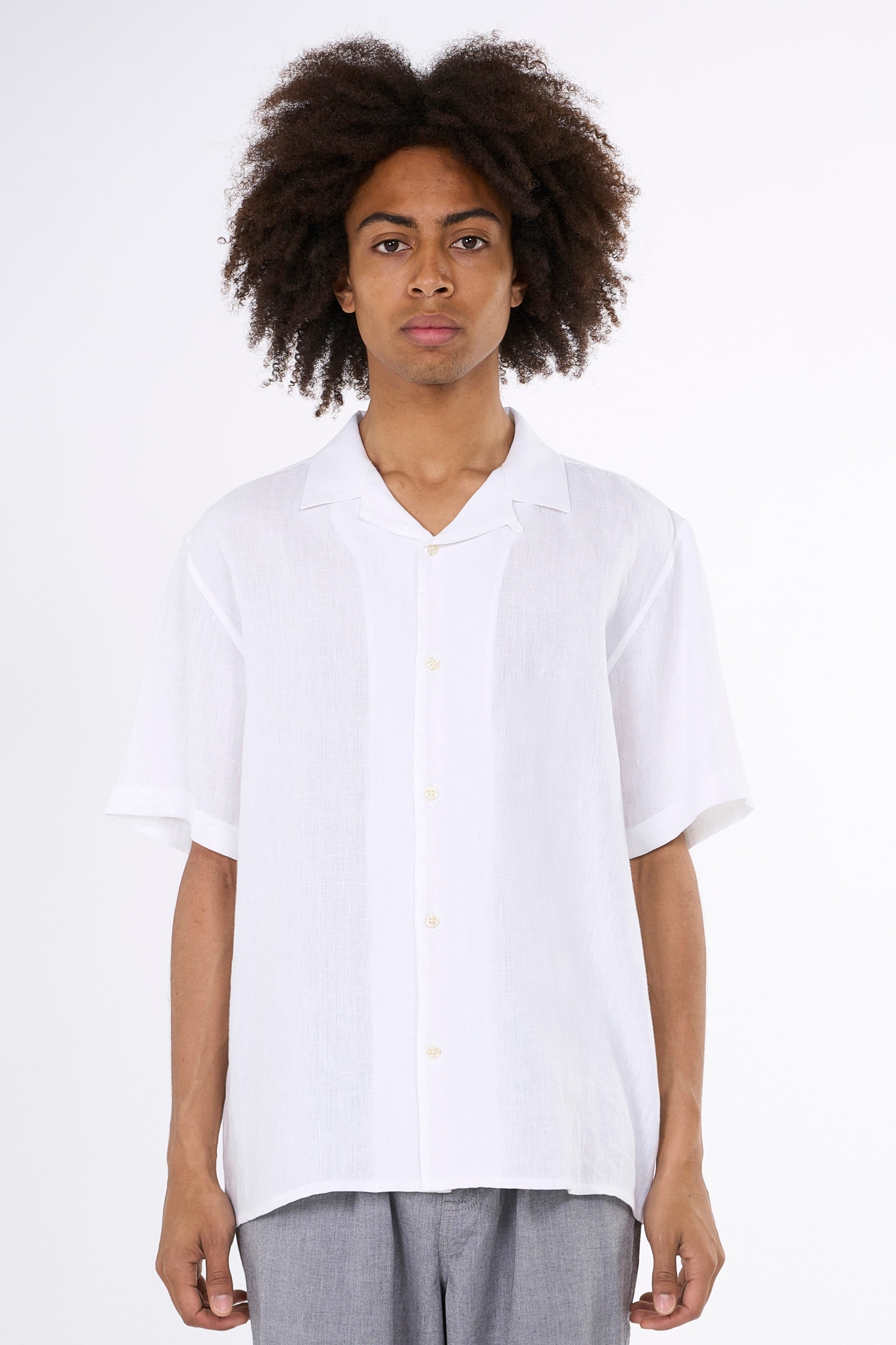 KnowledgeCotton Apparel Herren vegan Hemd Mit Kurzen Ã"rmeln Box Fit Bright White