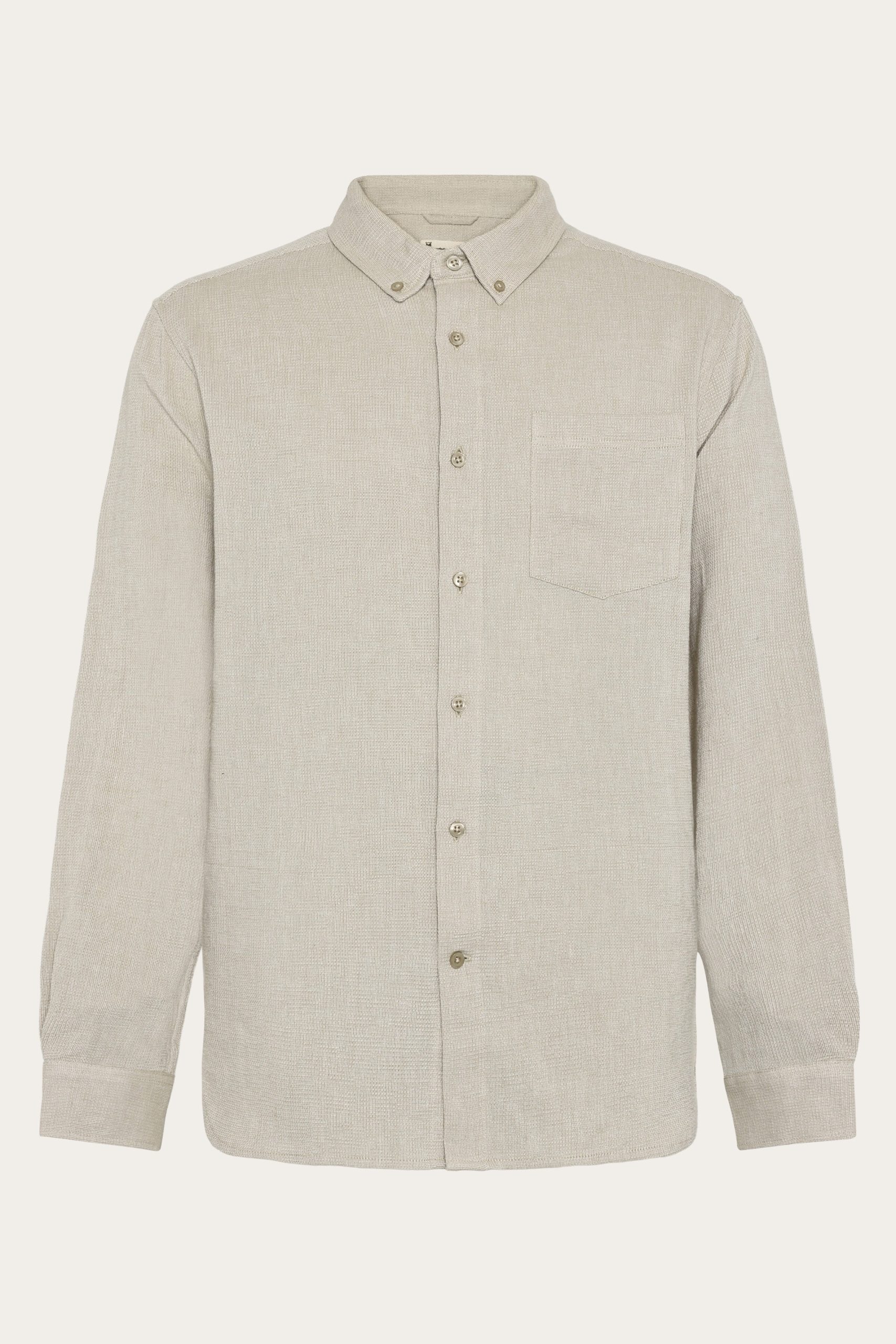 KnowledgeCotton Apparel Herren vegan Hemd Struktur Twill Beige