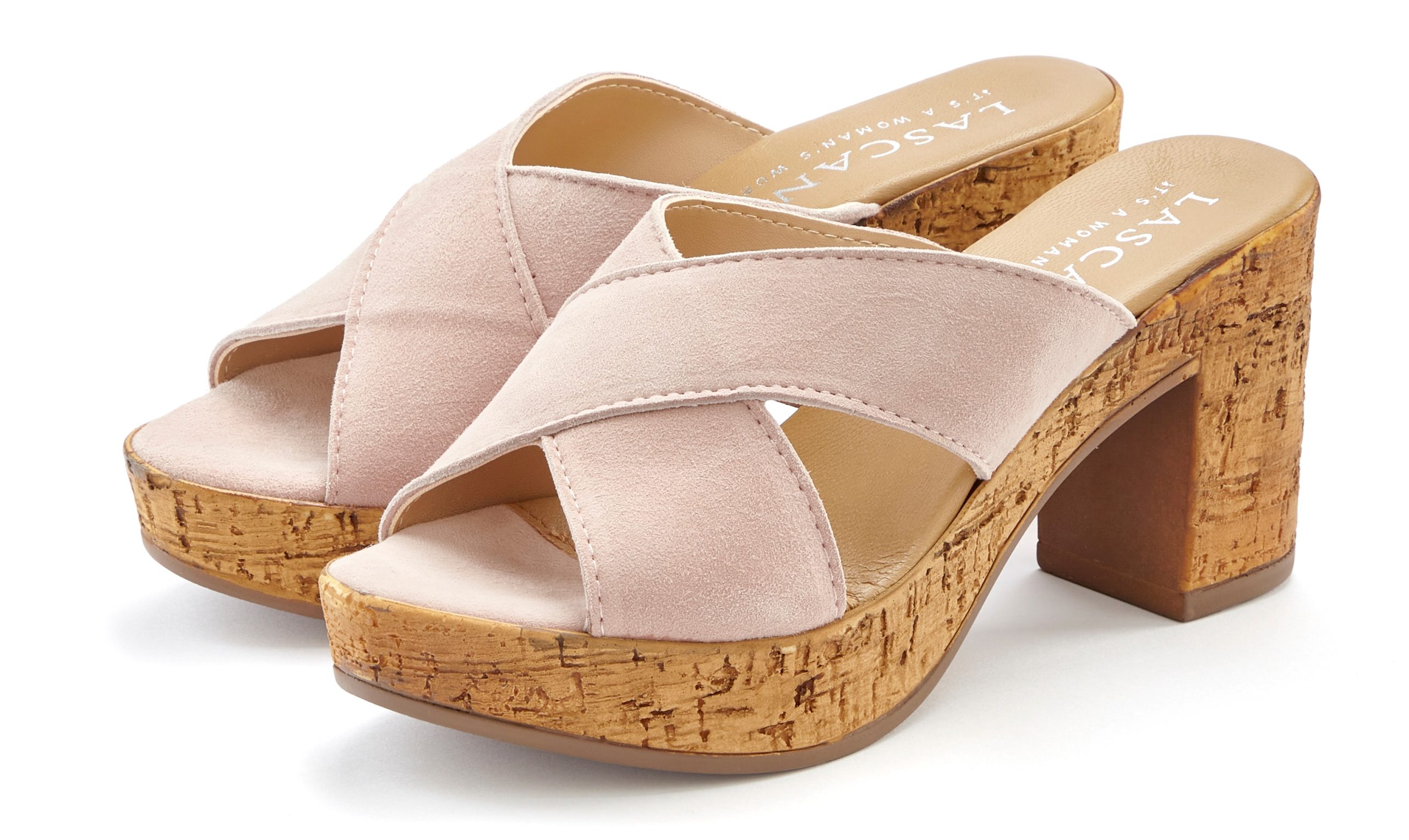 LASCANA Pantolette Mule, Sandale, offener Schuh aus Leder mit Blockabsatz