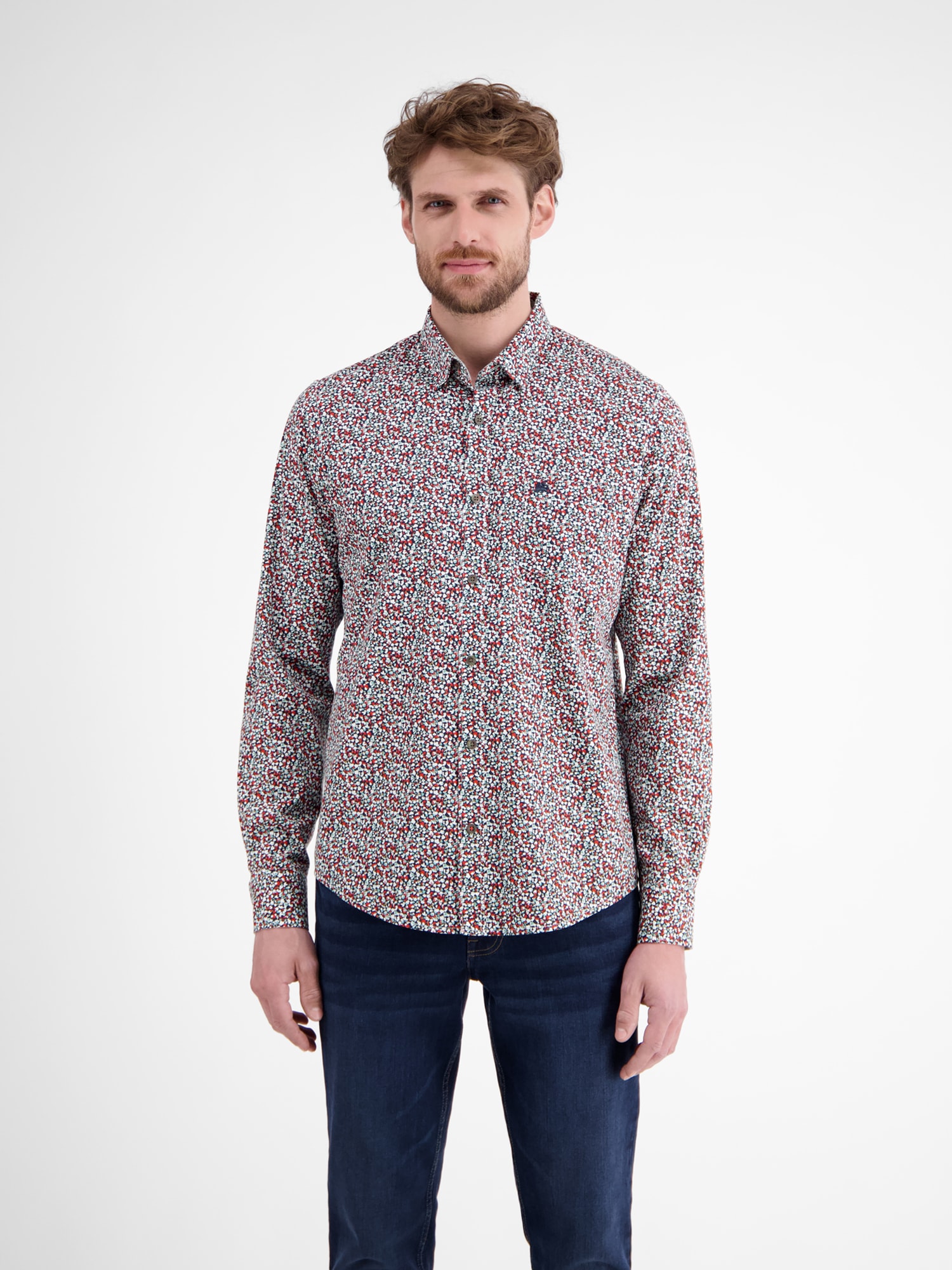 LERROS Langarmhemd "LERROS Herren Langarmhemd, modern gemustert"