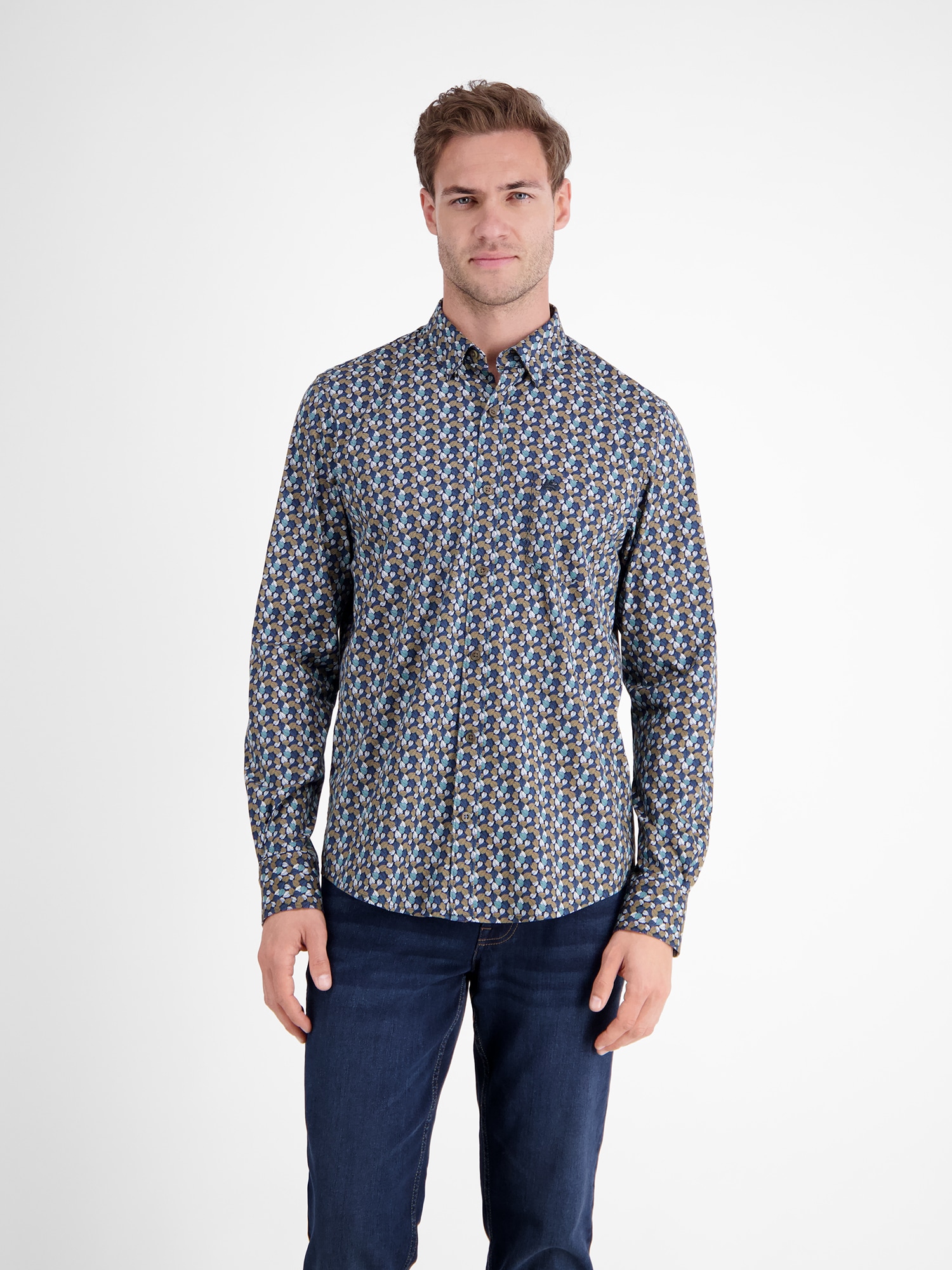 LERROS Langarmhemd "LERROS Herren Langarmhemd, modisch gemustert"