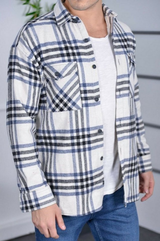 Megaman Jeans Flanellhemd Megaman H-261 Kariert Hemd Herren Baumwolle