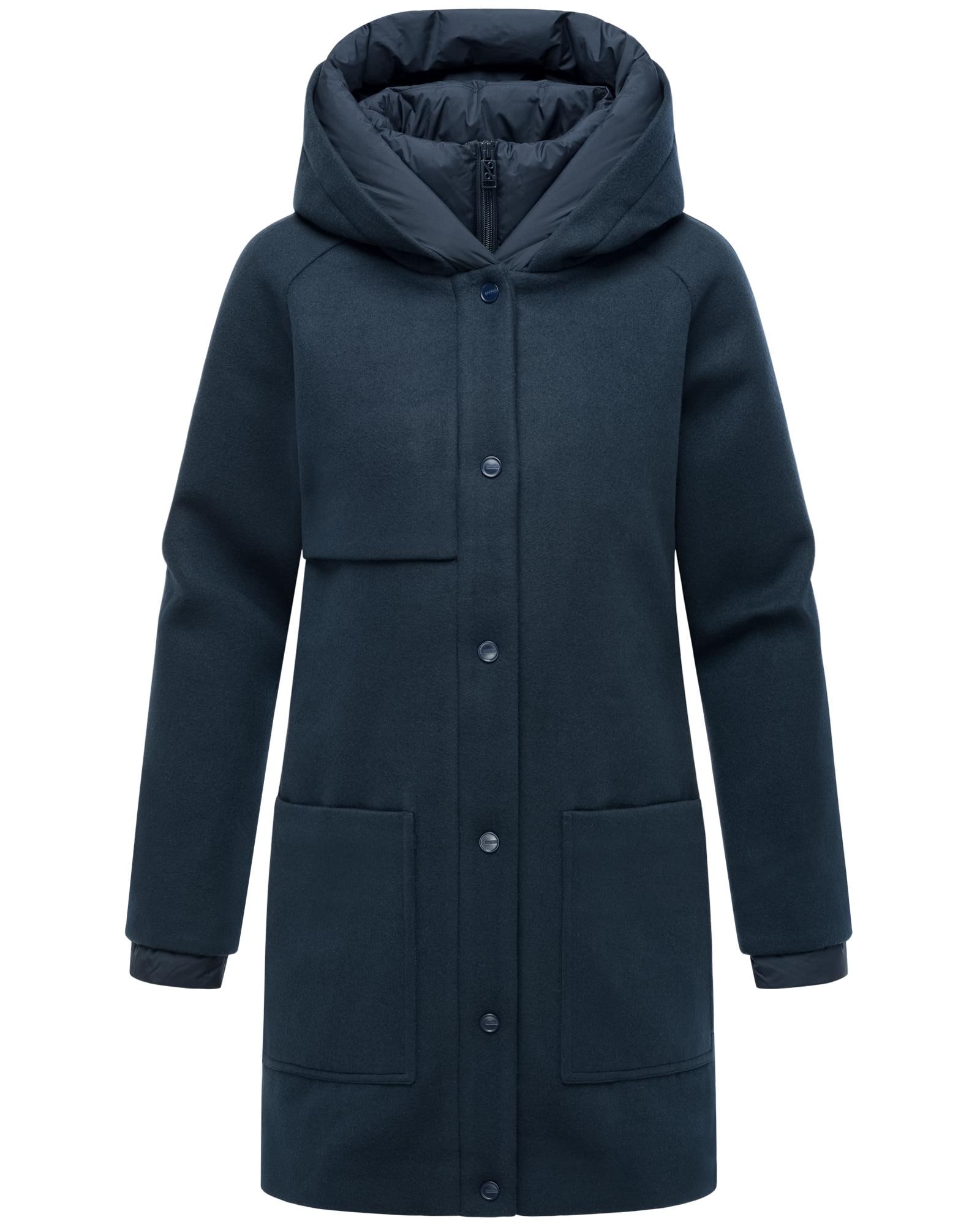 Navahoo Kurzmantel "Flauschwunder 14" Damen Mantel in Wollmantel-Optik mit abnehmbarem Einsatz