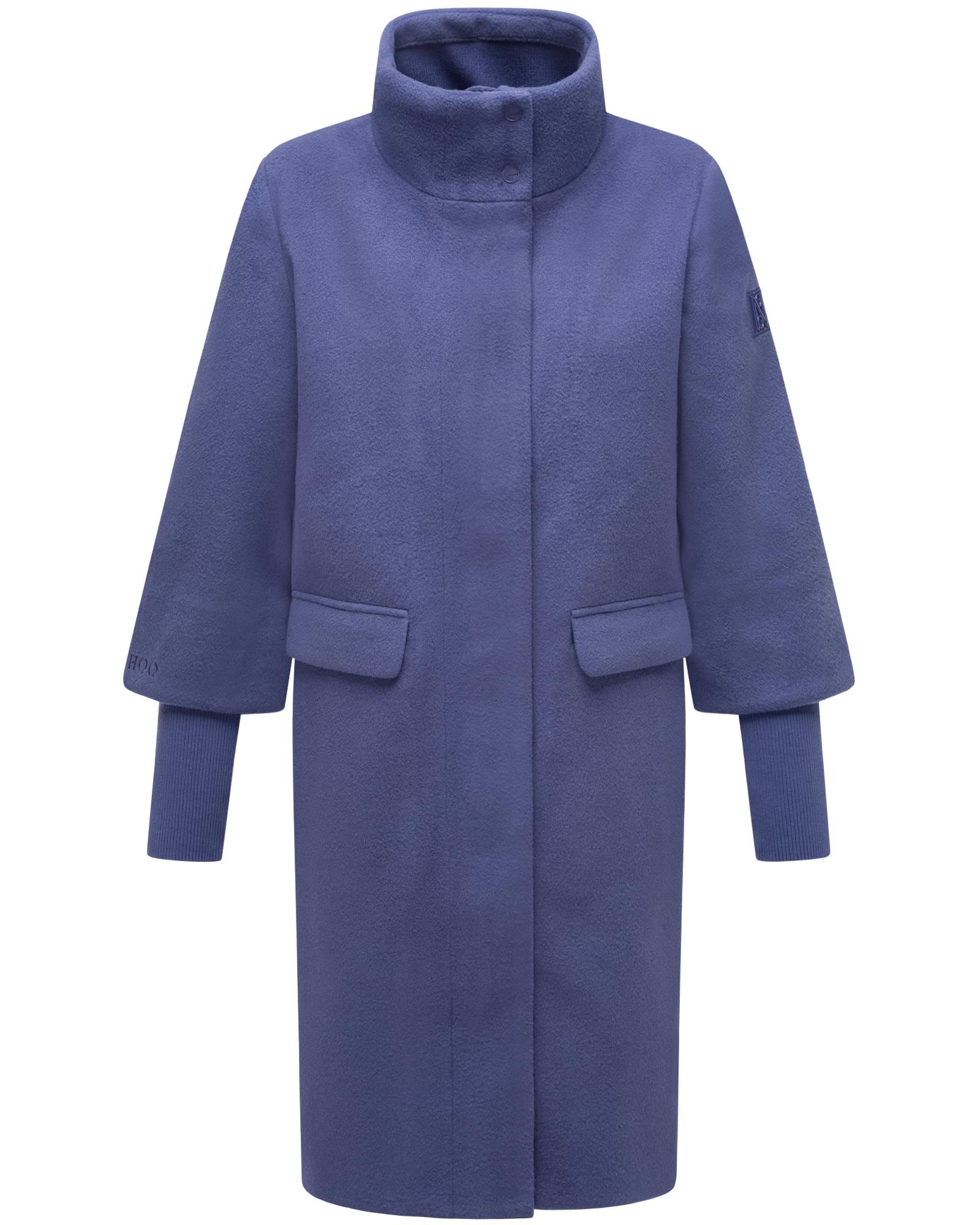 Navahoo Langmantel "Polarblüte 14" modischer Damen Mantel in Woll-Optik mit Rippstrickärmeln