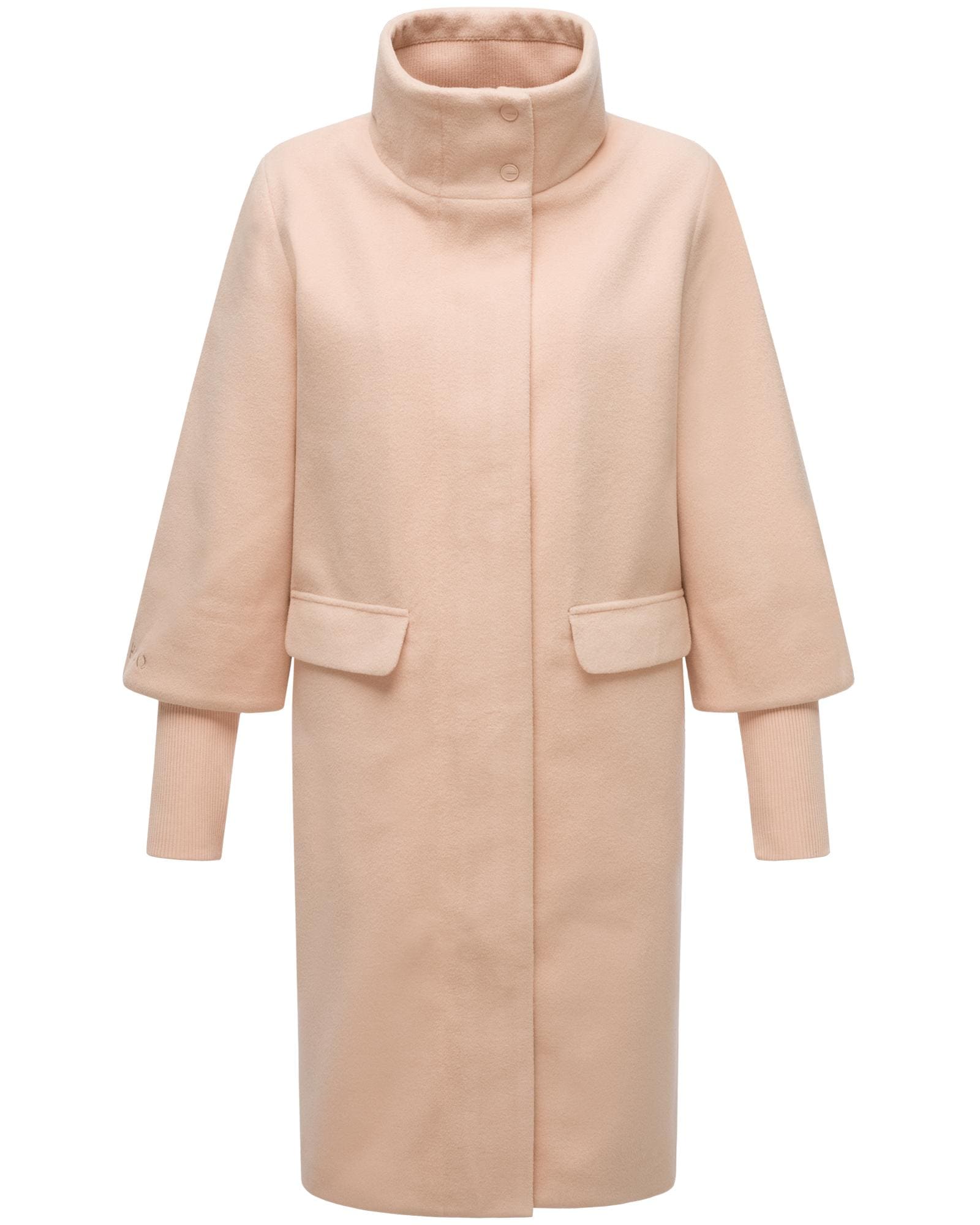 Navahoo Langmantel "Polarblüte 14" modischer Damen Mantel in Woll-Optik mit Rippstrickärmeln