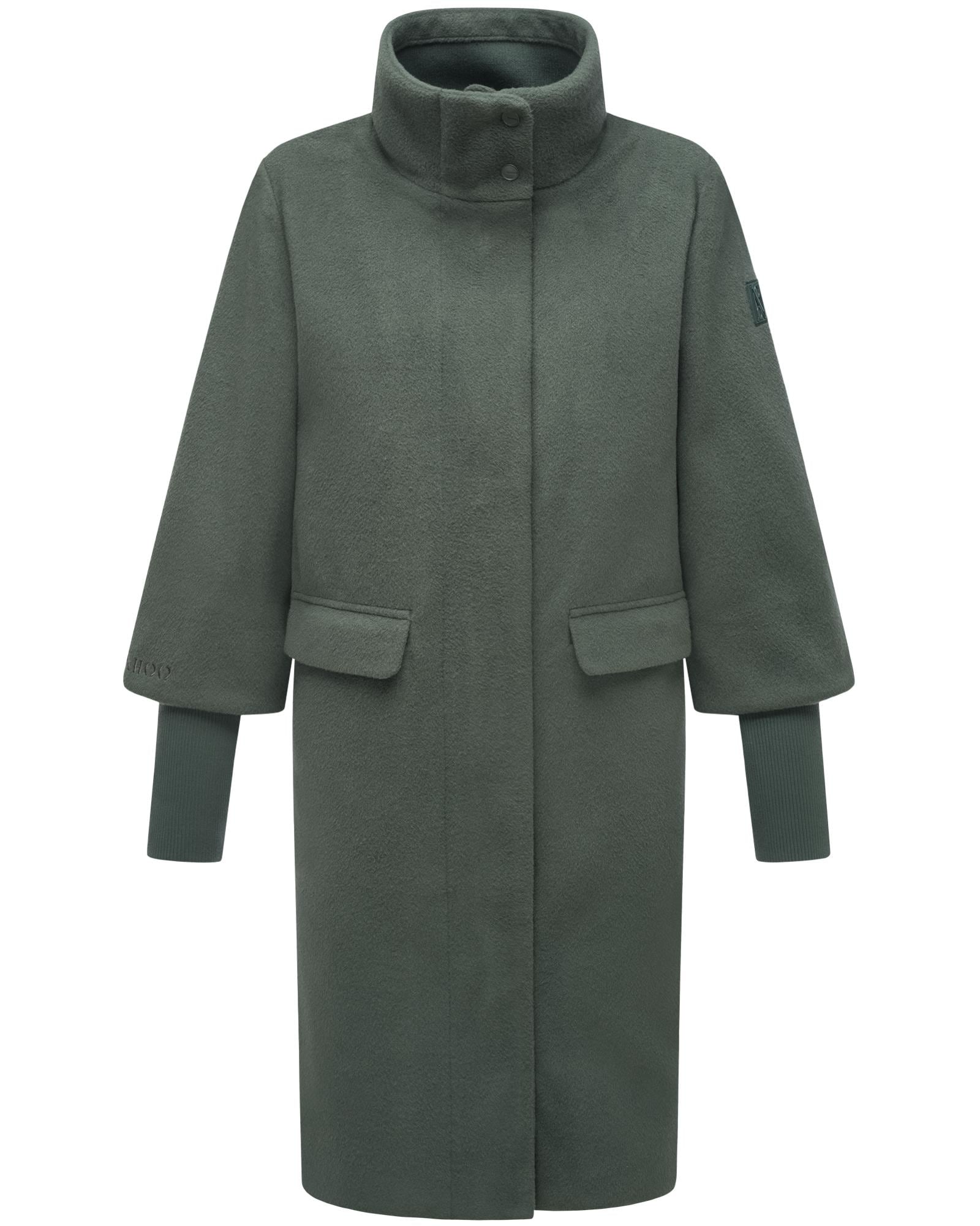 Navahoo Langmantel "Polarblüte 14" modischer Damen Mantel in Woll-Optik mit Rippstrickärmeln