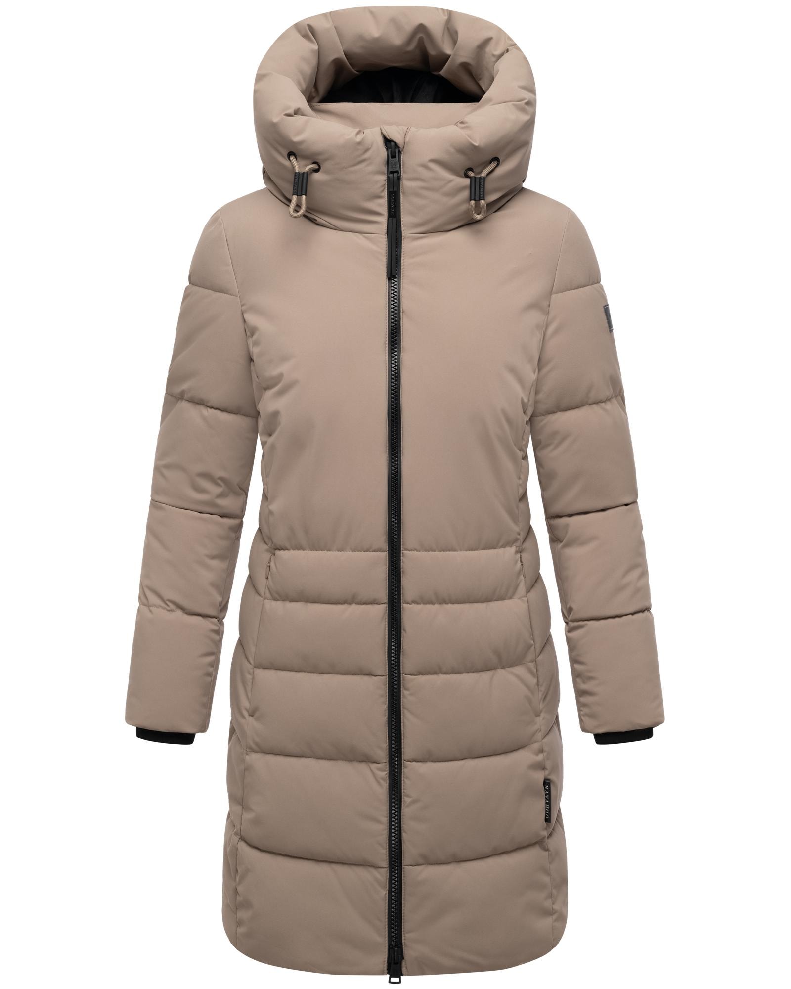 Navahoo Steppmantel "Mondnebel XIV" Langer, gesteppter Damen Wintermantel mit hohem Kragen