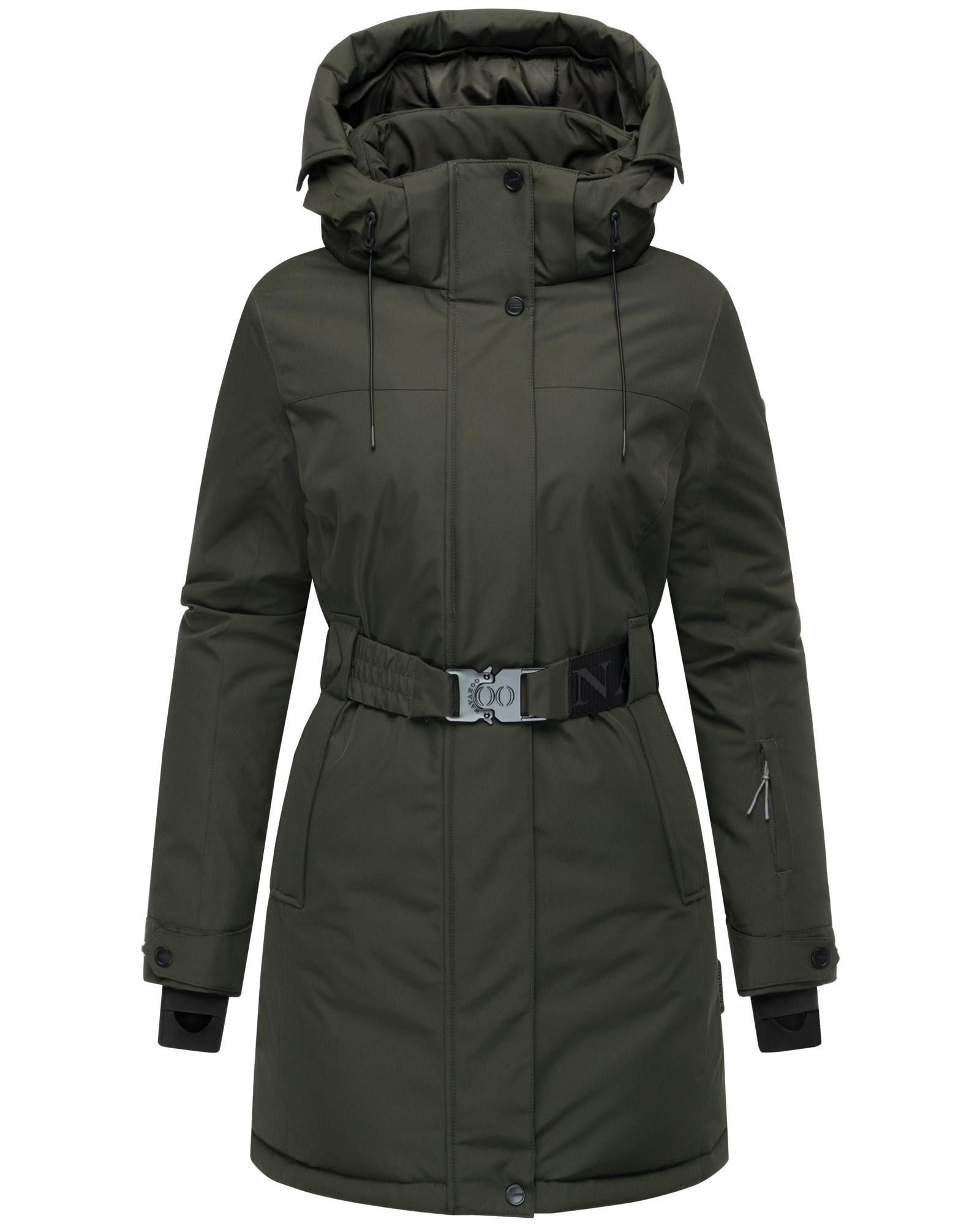 Navahoo Wintermantel "Frostkuss 14" Warmer Damen Mantel mit abnehmbarer Kapuze und Taillengürtel