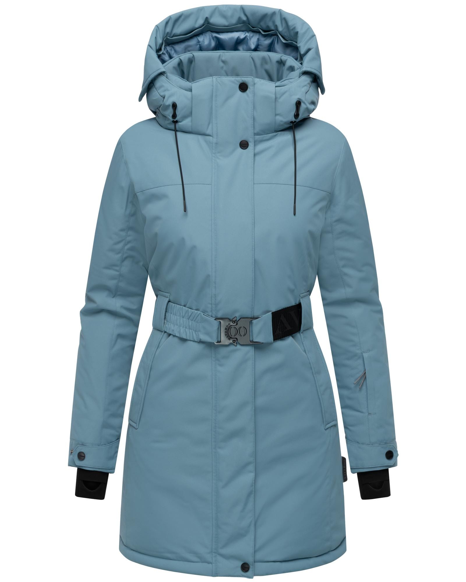 Navahoo Wintermantel "Frostkuss 14" Warmer Damen Mantel mit abnehmbarer Kapuze und Taillengürtel