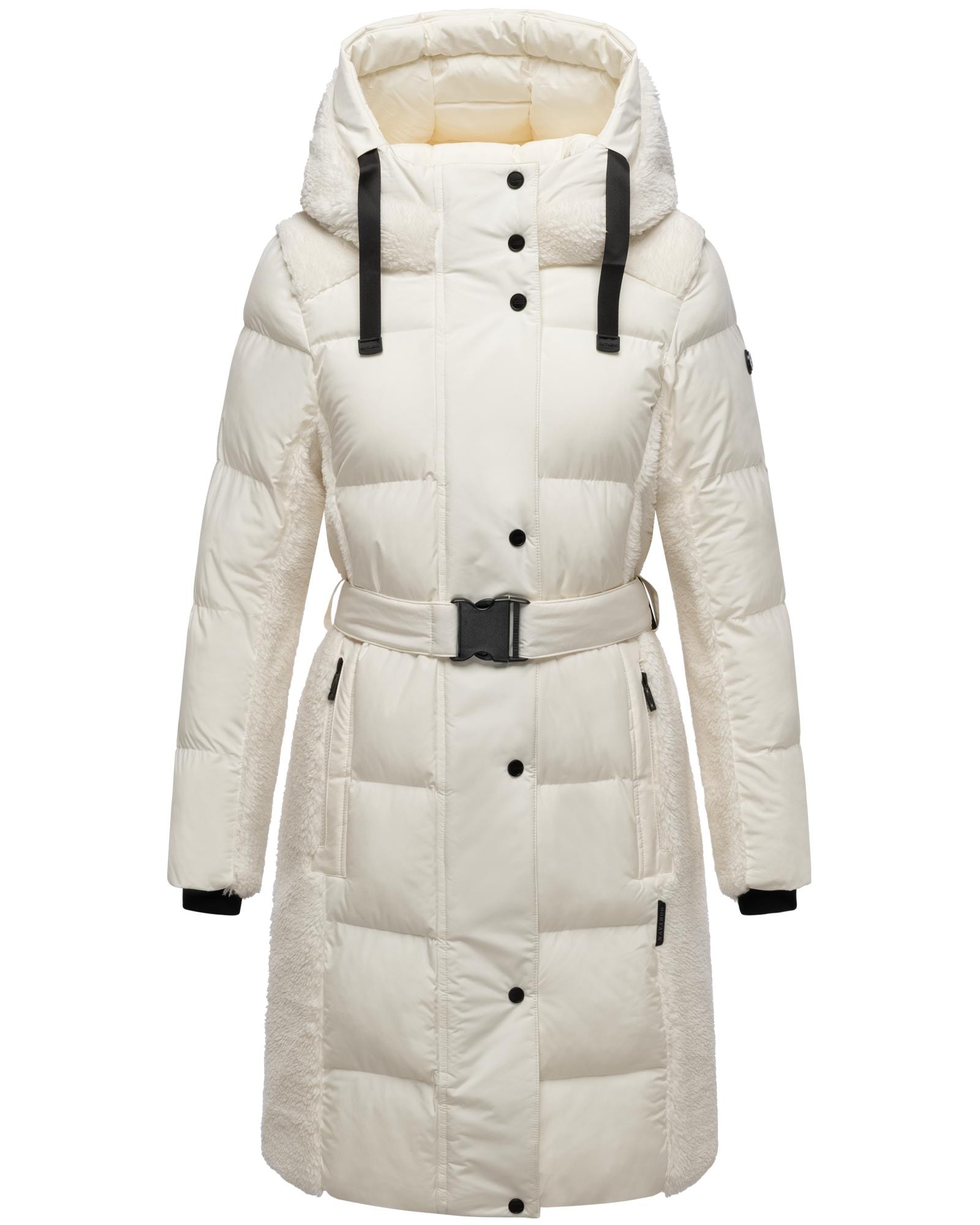 Navahoo Wintermantel "Funkelteddy 14" Warmer Mantel mit Teddyplüsch-Akzenten und Taillengürtel