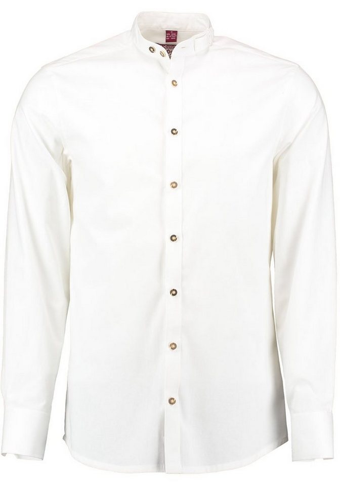 OS Trachten Trachtenhemd Letoya Herren Langarmhemd mit Stehkragen und Kragenriegel