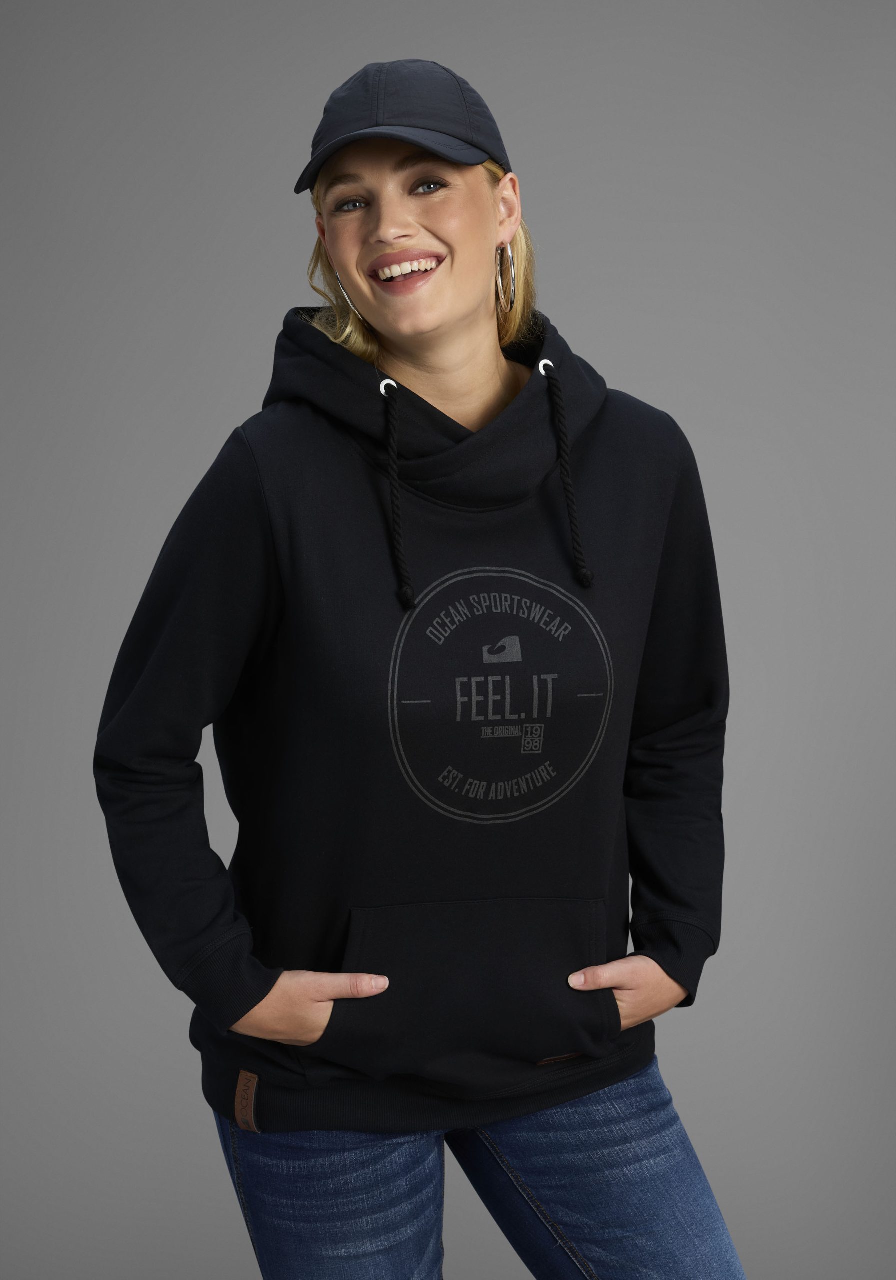 Ocean Sportswear Kapuzensweatshirt, Langarm, figurumspielender Schnitt, aus elastischem Material
