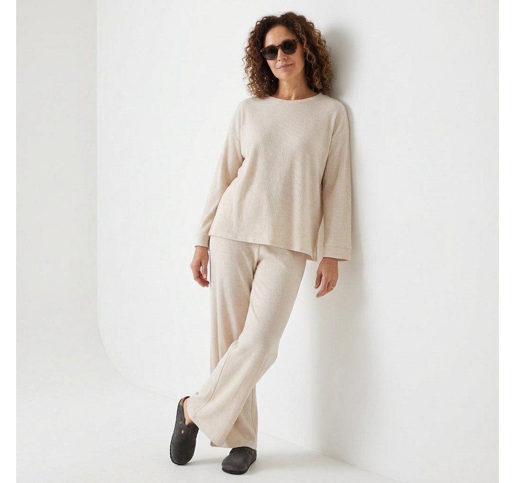 OriginalYou Hausanzug Freizeit Anzug Damen Feinstrick Set super leichtes Feinstrickgewebe