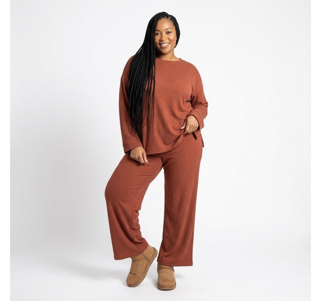 OriginalYou Hausanzug Freizeit Anzug Damen Feinstrick Set super leichtes Feinstrickgewebe