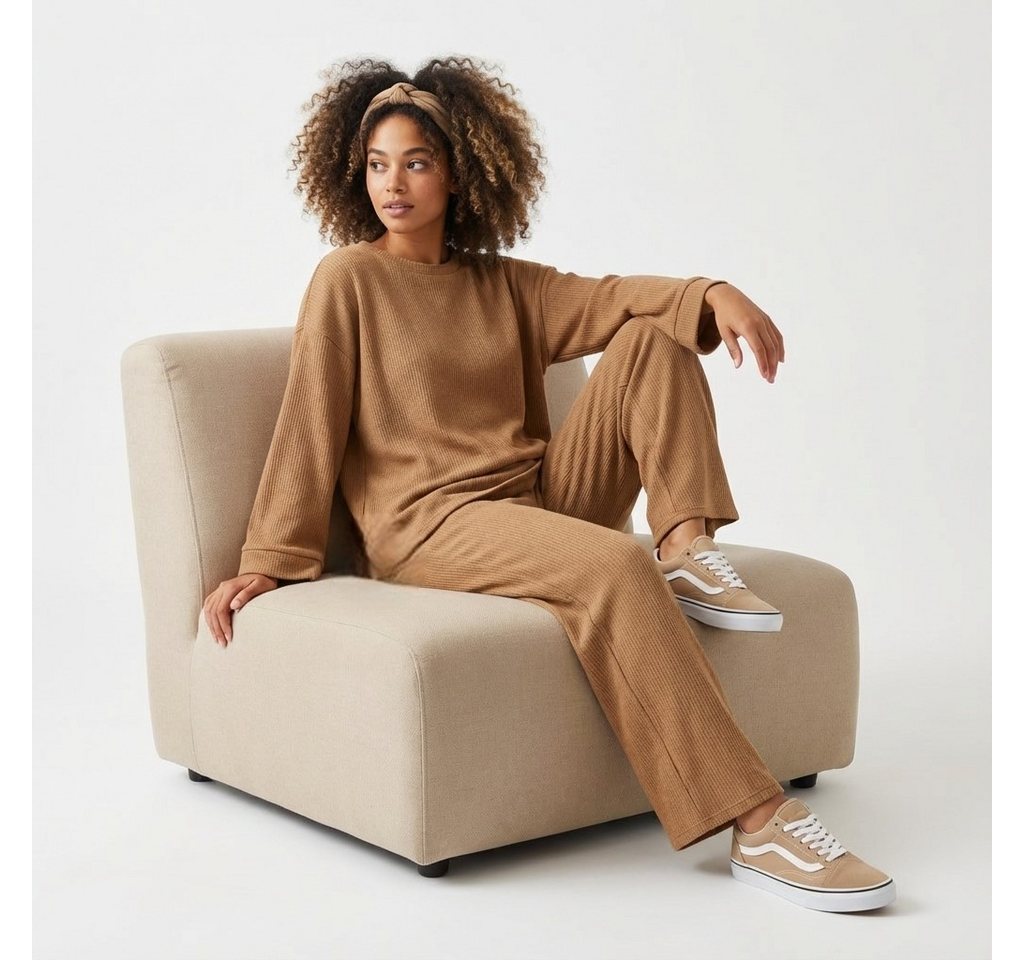 OriginalYou Hausanzug Freizeit Anzug Damen Feinstrick Set super leichtes Feinstrickgewebe