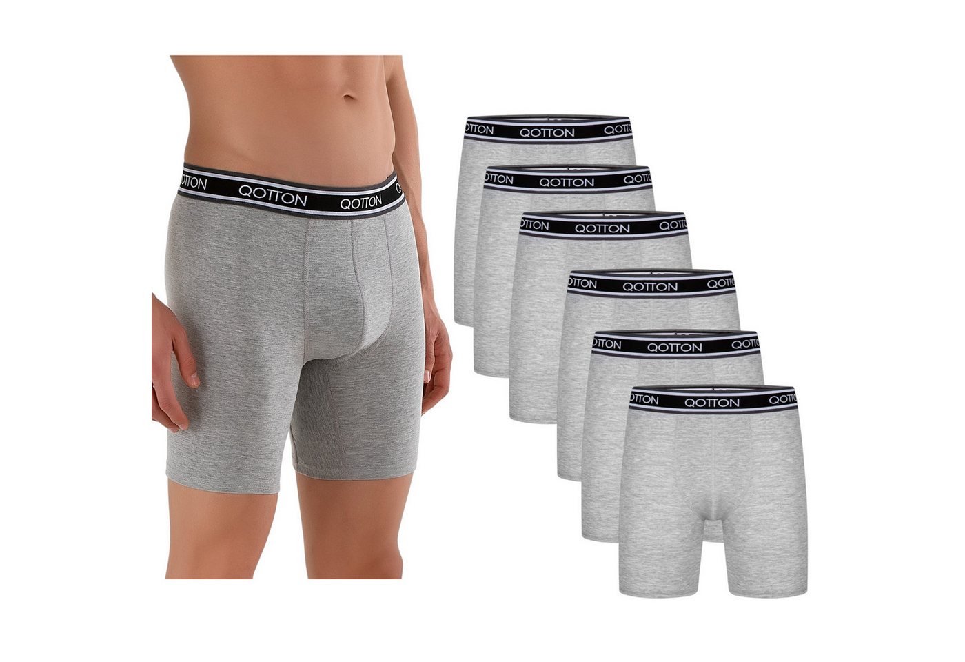 Qotton Boxershorts Langes Bein 6er Pack Baumwolle Boxershorts Unterwäsche Herren S-4XL