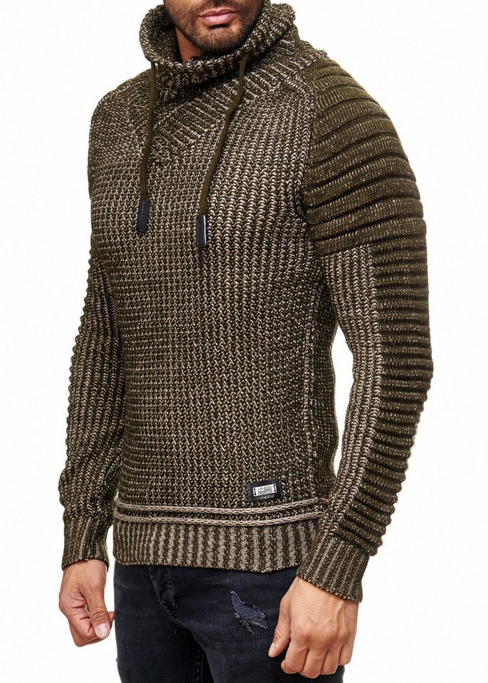 R-NEAL Rollkragenpullover Schwerer Grobstrick Stehkragen-Pullover Winter Pullover Rolli