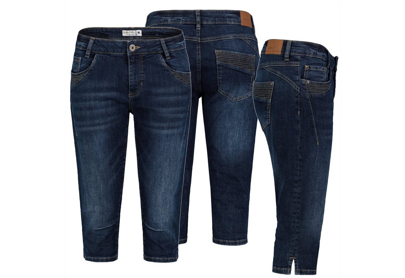 SUBLEVEL Bermudas Damen Capri Hose Jeans Shorts 3/4 Hose Short Bermuda Denim Short