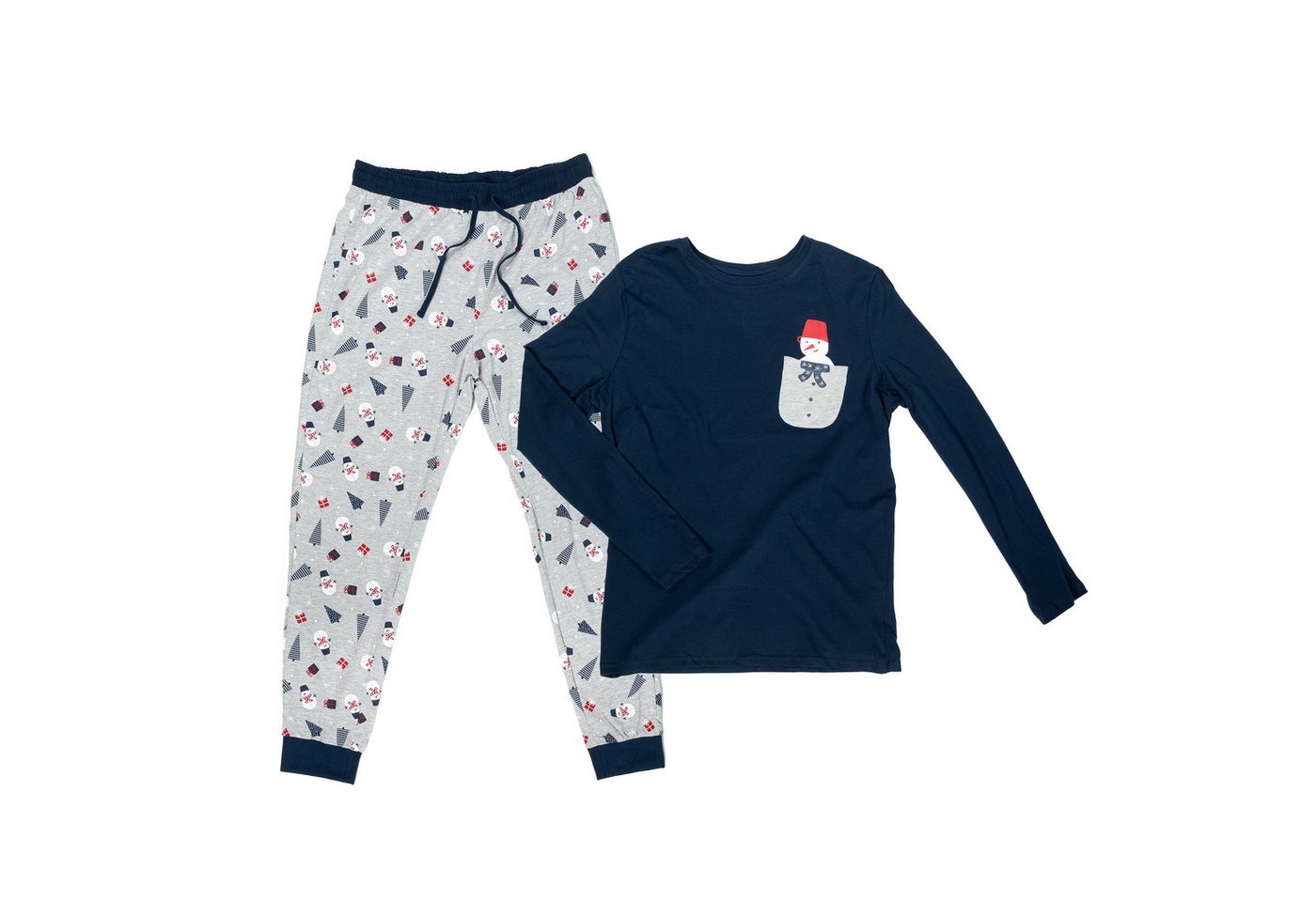 UP2FASHION MEN Pyjama Herren Flanell-Pyjama aus 100% Baumwolle, 2-teiliger Schlafanzug-Set langarm, Set besteht aus Oberteil und Hose